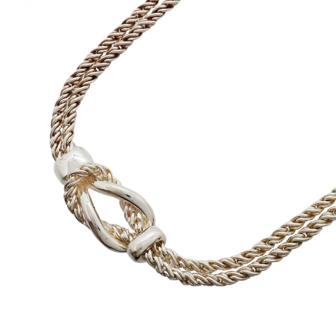 Tiffany & Co. Necklace, Center Knot Double Rope, Sterling Silver 925, Women's: --- Catalog ---Category: SizePendant Size: 11.4mm x 25.7mm / 0.44'' x 1.01''Neck Circumference: 43 cm / 16.92''Category: DesignGender: WomenMaterial: Silver 925Necklace Type: NecklaceCategory: General
