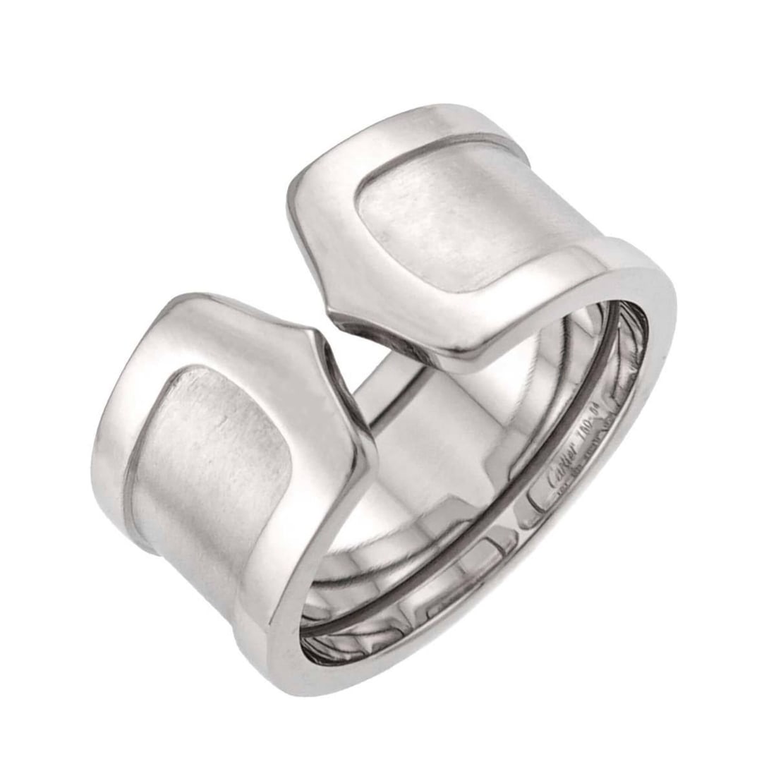 Cartier C2 #54 Ring, 18K WG White Gold 750, 2C Ring: --- Catalog ---Category: SizeUS Size: 7Brand Size: 54Category: DesignType: Band ringGender: WomenMaterial: White gold (18K)Category: GeneralBrand: Cartier--- Item List ---Section: ConditionRanking: Ra