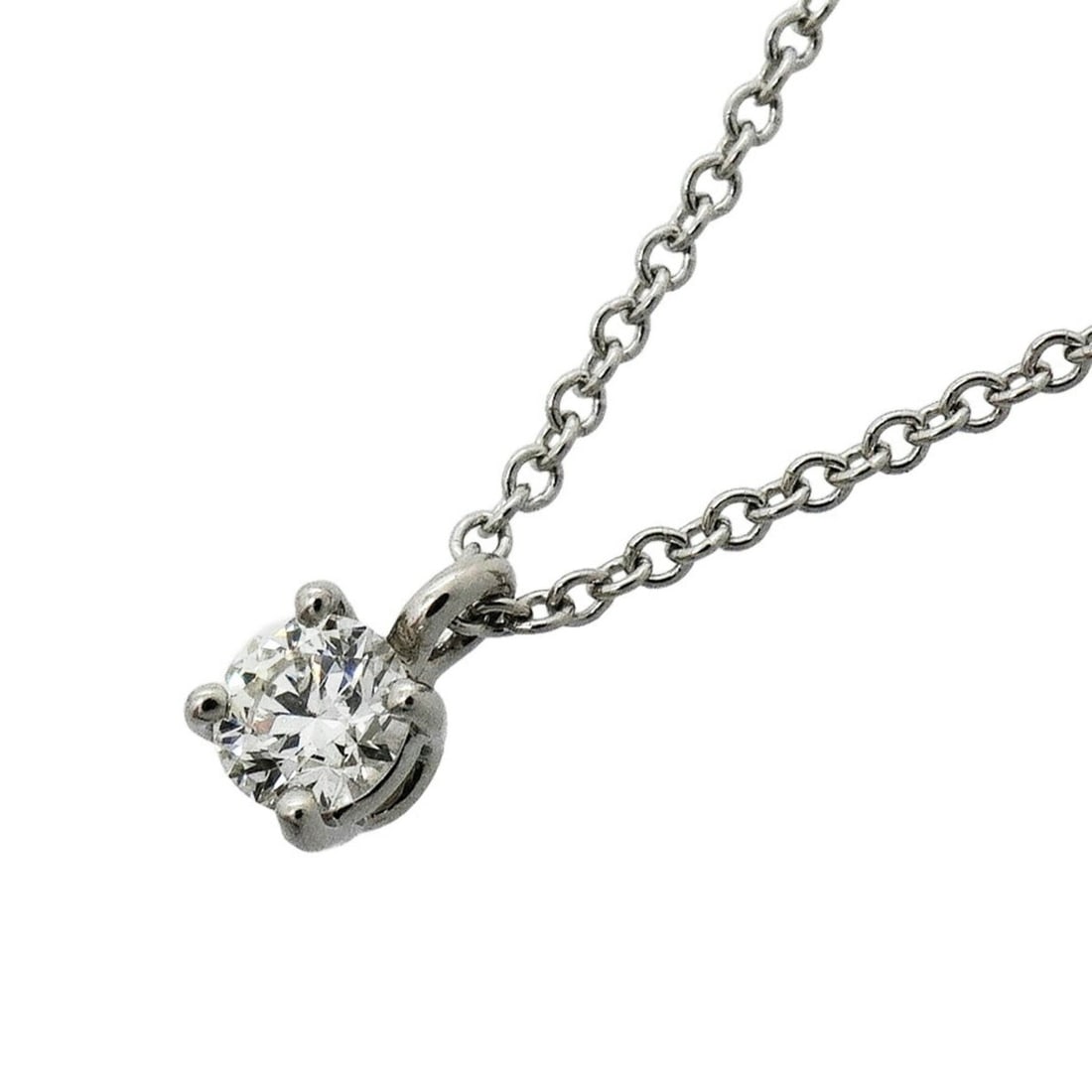 Tiffany & Co. Solitaire Necklace, 1PD (One Diamond), Platinum 950, Ladies': --- Catalog ---Category: SizePendant Size: 6.1mm x 3.5mm / 0.24'' x 0.13''Neck Circumference: 41 cm / 16.14''Category: DesignStone: DiamondGender: WomenMaterial: Platinum 950Necklace Type: NecklaceCat