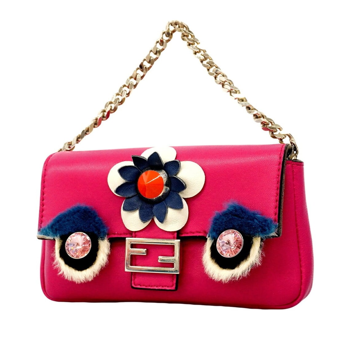 Fendi Monster Micro Bucket Leather Handbag, Pink, Women's: --- Catalog ---Category: SizeSize (HxWxD): 8.5cm x 15cm x 2.5cm / 3.34'' x 5.9'' x 0.98''Category: DesignType: HandbagColor: PinkGender: WomenMaterial: Leather Hardware Color: SilverCategory: GeneralB