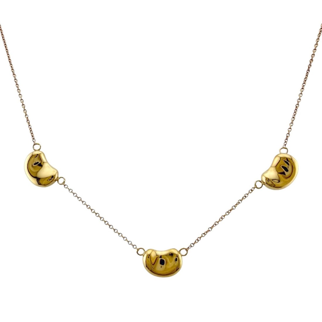 Tiffany Bean Necklace, & Co., 18K Yellow Gold, Women's.: --- Catalog ---Category: SizeWidth: 1mm / 0.04''Weight: 5.5g / 0.19oz.Pendant Size: 7.5mm x 14mm / 0.29'' x 0.55''Neck Circumference: 42 cm / 16.53''Category: DesignGender: WomenHandmade: YesMaterial: