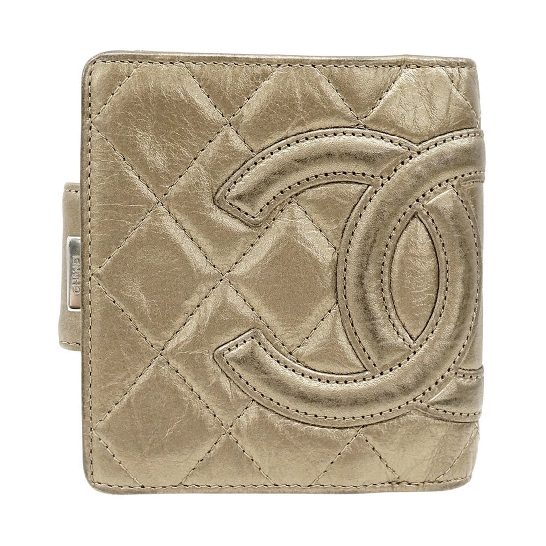 Chanel CHANEL Women's Wallet, Brand Name, Bi-fold Cambon Leather, Gold Tone, Silver Hardware,: --- Catalog ---Category: SizeSize (HxWxD): 10.5cm x 9cm x 2cm / 4.13'' x 3.54'' x 0.78''Category: DesignType: Wallet (bi-fold)Color: GoldGender: WomenMaterial: Leather Category: GeneralBrand: ChanelCo