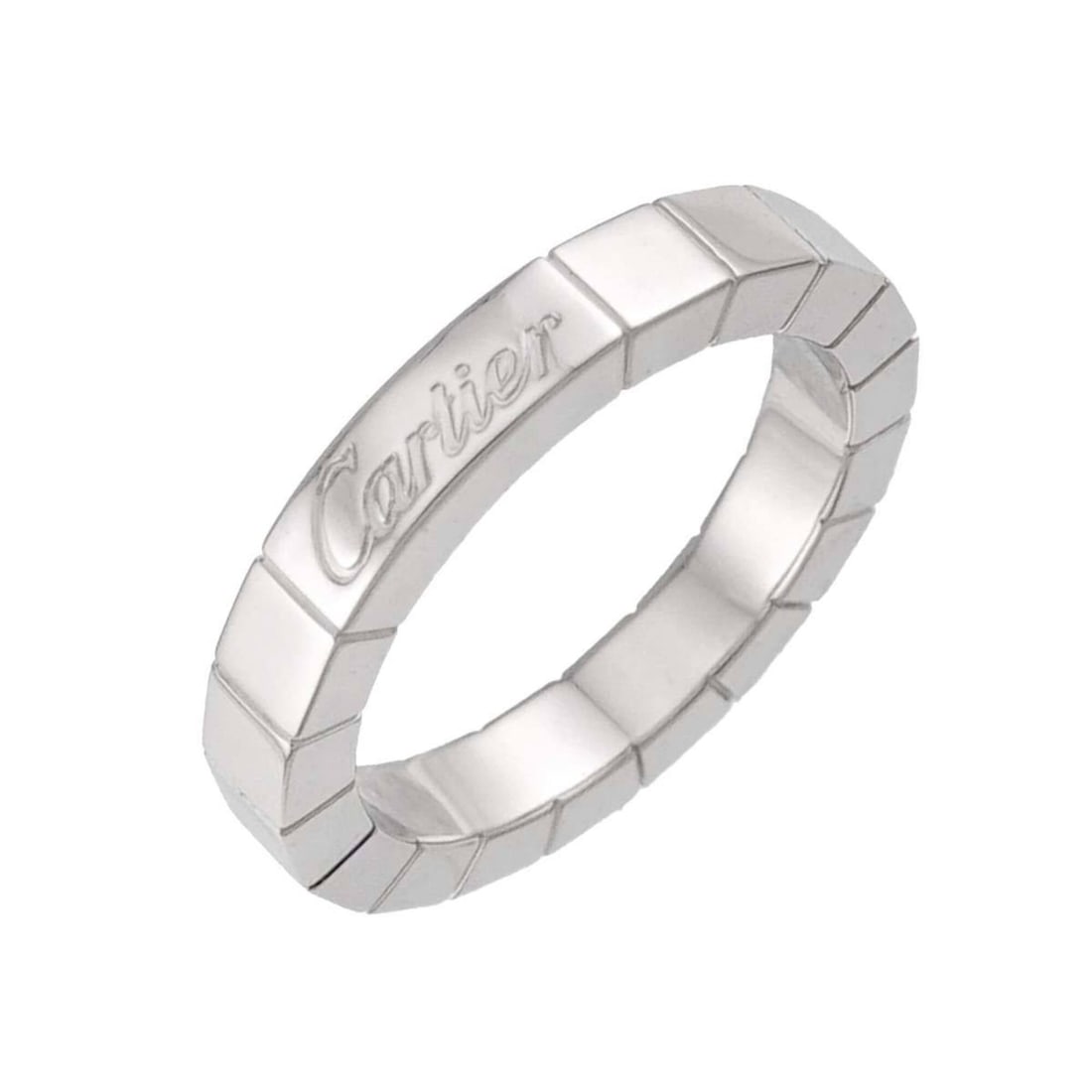 Cartier Laniere Ring #47, 18K WG (White Gold 750): --- Catalog ---Category: SizeUS Size: 4Brand Size: 47Category: DesignType: Band ringGender: WomenMaterial: White gold (18K)Category: GeneralBrand: Cartier--- Item List ---Section: ConditionRanking: Ra