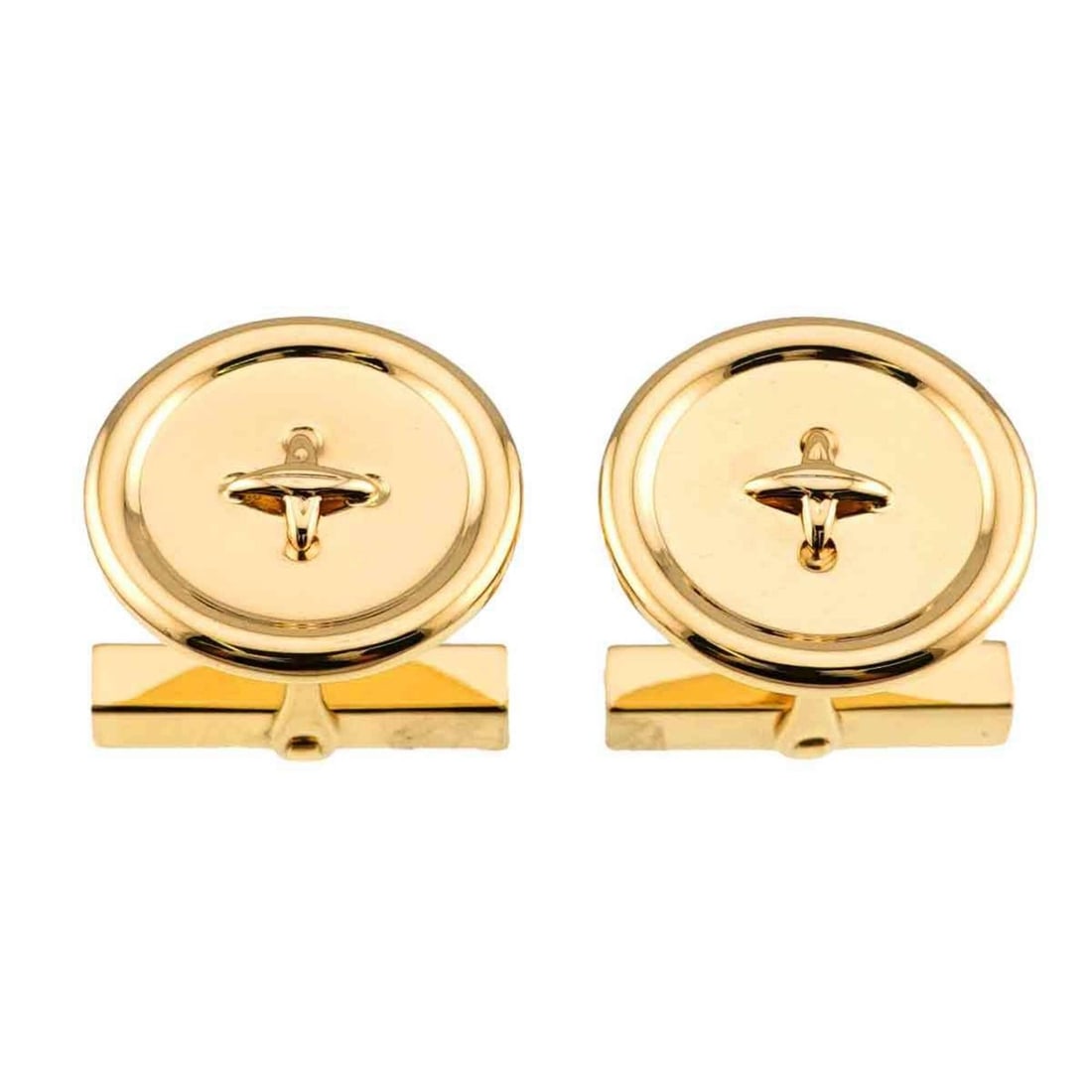 Tiffany & Co. cufflinks, K14 YG yellow gold, 585 button cuff links: --- Catalog ---Category: SizeSize (HxWxD): 19.00mm x 19.00mm / 0.75'' x 0.75''Category: DesignType: CufflinksGender: MenMaterial: Yellow gold (14K)Category: GeneralBrand: Tiffany--- Item List ---Secti