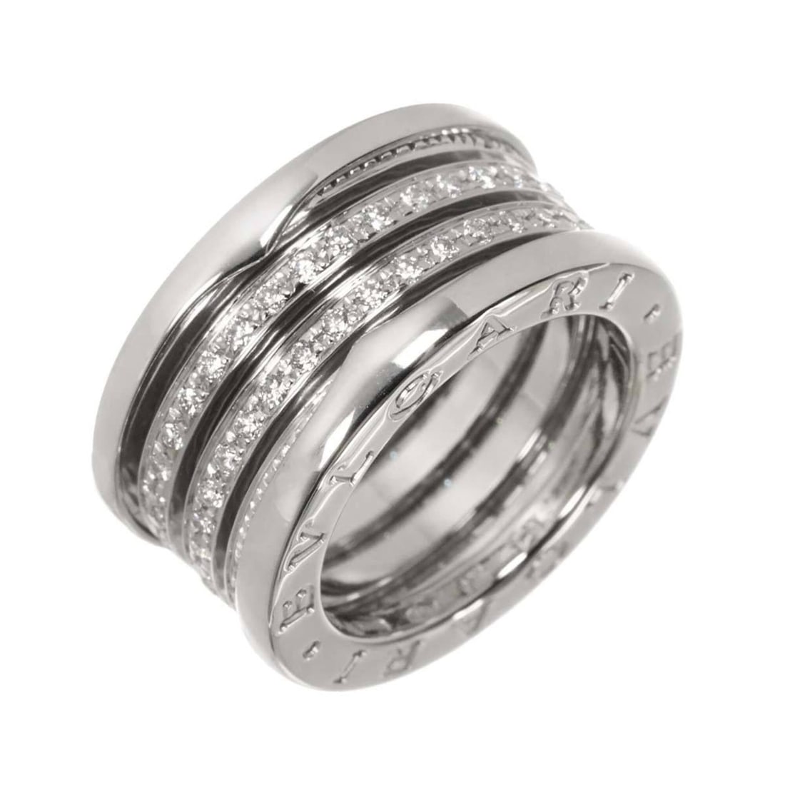 Bulgari BVLGARI B-zero1 4-band ring #51, pavé diamond, 18K WG white gold 750. (1 of 9)