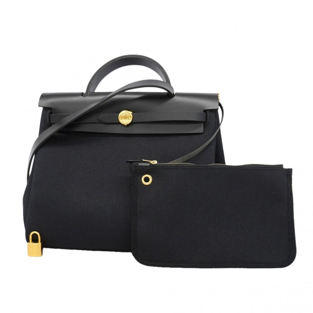 Hermes Herbag Zip PM Handbag, Toile Military, Black, Y Stamp, 2-way bag for women (1 of 10)