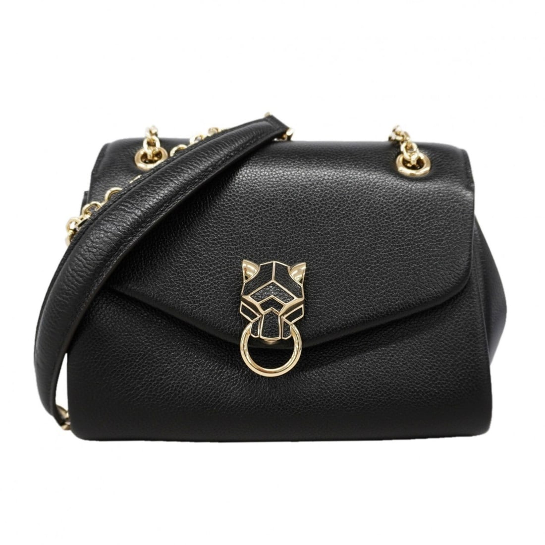 Cartier Panthère Shoulder Bag, Leather, Black/Champagne, Women's: --- Catalog ---Category: SizeSize (HxWxD): 15.5cm x 20cm x 8cm / 6.1'' x 7.87'' x 3.14''Category: DesignType: Shoulder bagColor: BlackGender: WomenMaterial: Leather Hardware Color: Champagne goldCateg