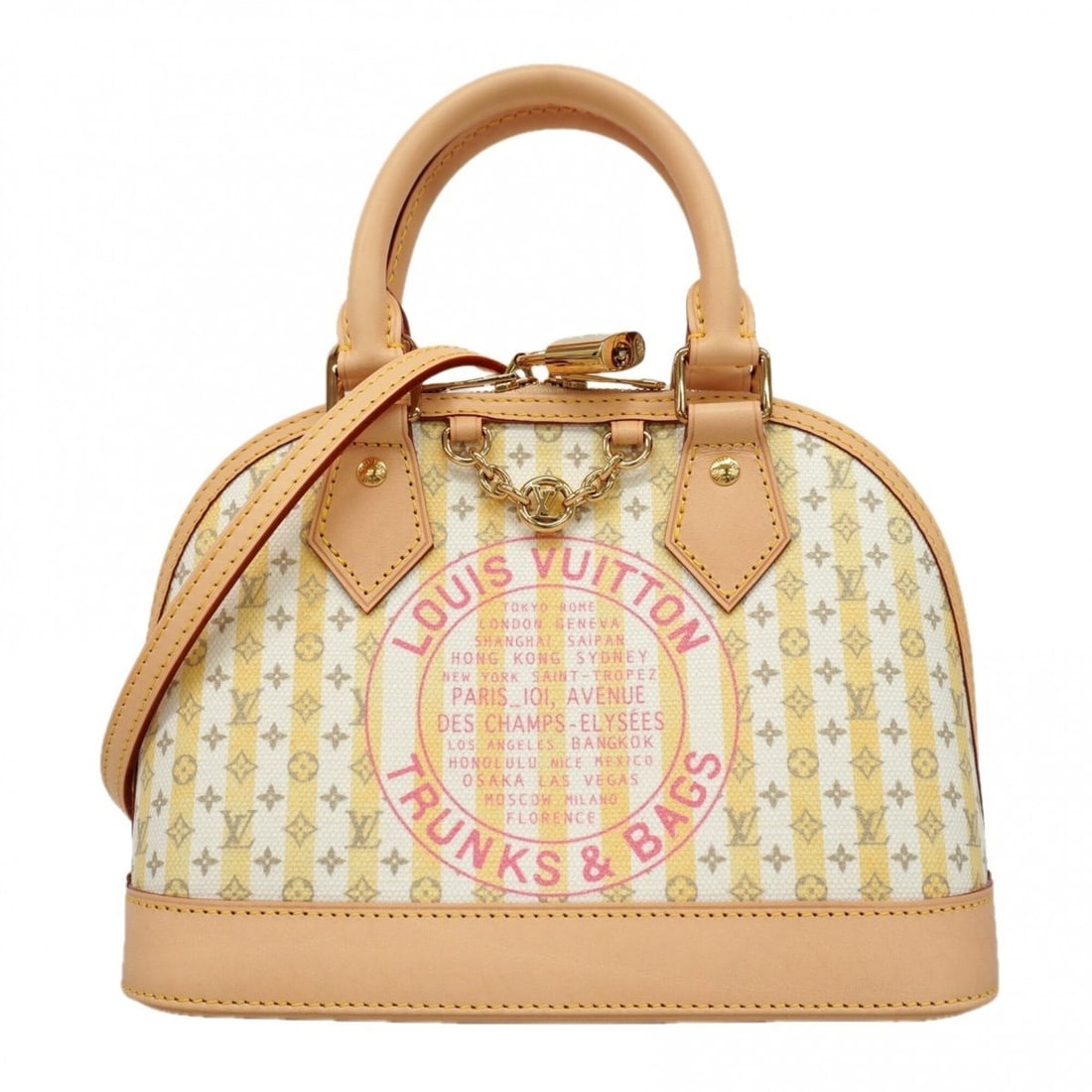Louis Vuitton LV Resort Alma BB M28672 Banana 2-way handbag for women: --- Catalog ---Category: SizeSize (HxWxD): 17.5cm x 23.5cm x 11.5cm / 6.88'' x 9.25'' x 4.52''Category: DesignType: HandbagColor: YellowGender: WomenCategory: GeneralMPN: M28672Brand: Louis Vuitton---