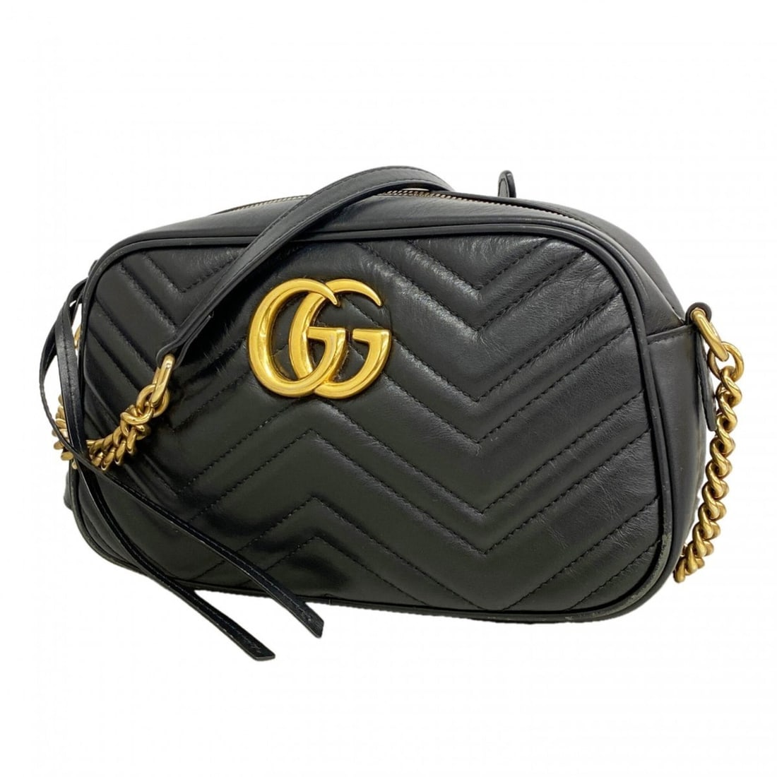 Gucci GG Marmont Shoulder Bag 447632 Leather Black Women's: --- Catalog ---Category: SizeSize (HxWxD): 14.5cm x 24cm x 7cm / 5.7'' x 9.44'' x 2.75''Category: DesignType: Shoulder bagColor: BlackGender: WomenMaterial: Leather Hardware Color: GoldCategory: Gener