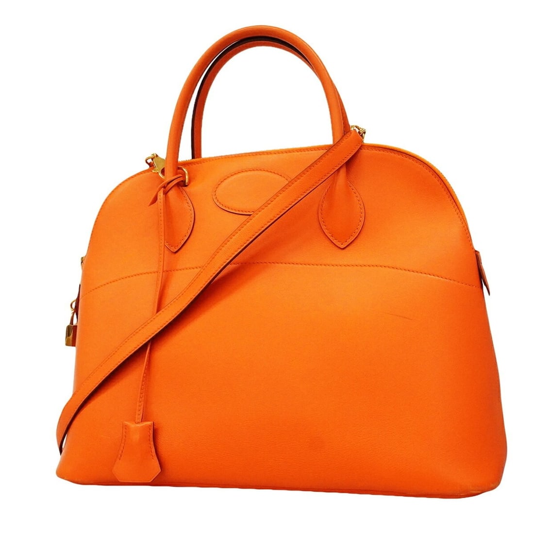Hermes Bolide 35 Handbag, Swift Leather, Orange, ?B Stamp, 2-way bag for women: --- Catalog ---Category: SizeSize (HxWxD): 27cm x 34cm x 13.5cm / 10.62'' x 13.38'' x 5.31''Category: DesignType: HandbagColor: OrangeGender: WomenMaterial: Swift leather Hardware Color: GoldCategory: