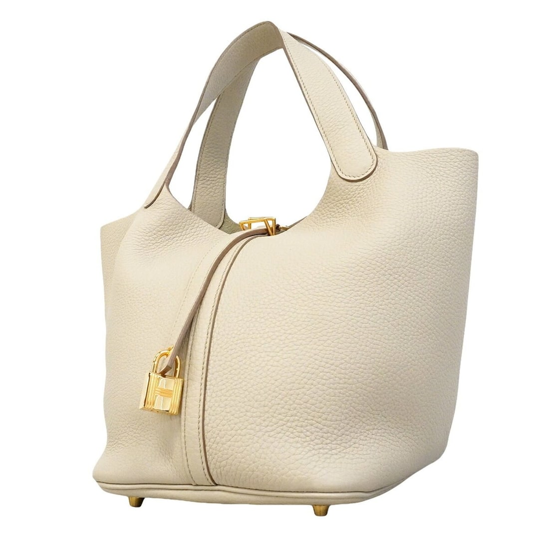 Hermes Picotin Lock MM handbag, Taurillon Clemence leather, C stamp, women's.: --- Catalog ---Category: SizeSize (HxWxD): 22cm x 22cm x 18cm / 8.66'' x 8.66'' x 7.08''Category: DesignType: HandbagColor: BeigeGender: WomenMaterial: Taurillon clemence leather Hardware Color: GoldC