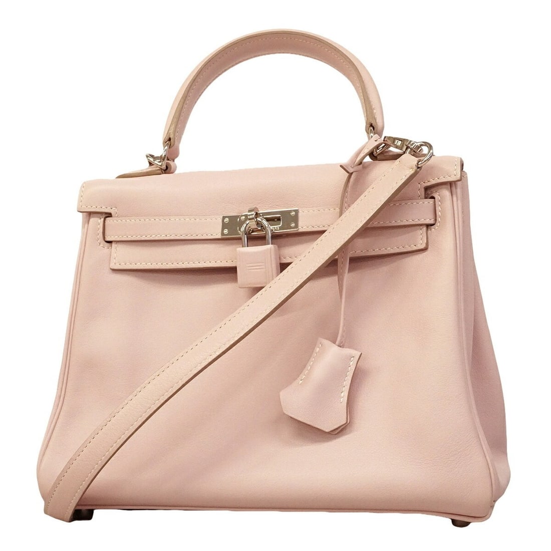 Hermes Kelly 25 Handbag, Swift Leather, Rose Trager, ?L Stamp, 2-way Bag for Women: --- Catalog ---Category: SizeSize (HxWxD): 19cm x 23.5cm x 8.5cm / 7.48'' x 9.25'' x 3.34''Category: DesignType: HandbagColor: PinkGender: WomenMaterial: Swift leather Hardware Color: SilverCategory: 