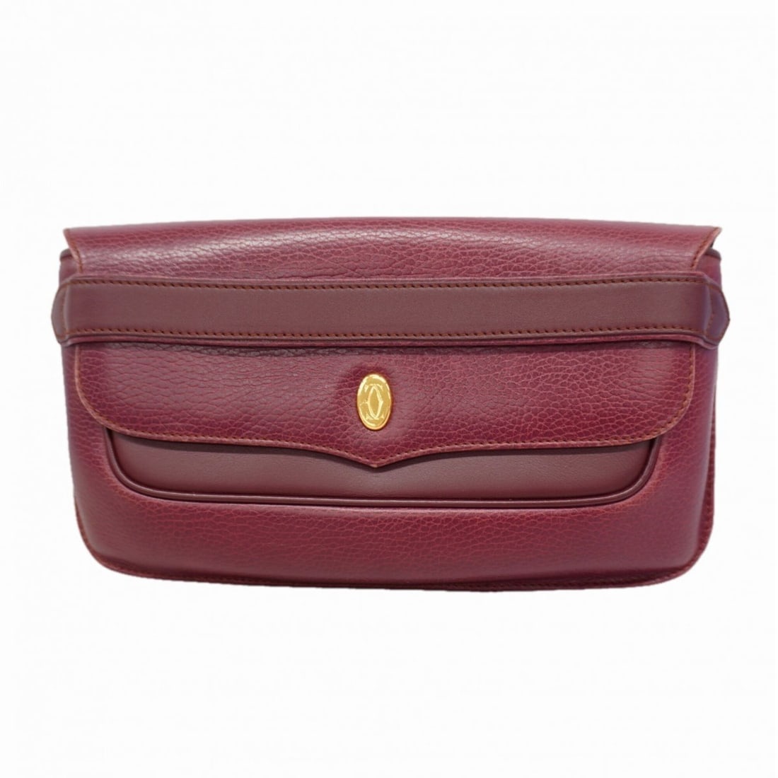 Cartier Must Leather Clutch Bag, Bordeaux, Men's: --- Catalog ---Category: SizeSize (HxWxD): 16.5cm x 28cm x 3cm / 6.49'' x 11.02'' x 1.18''Category: DesignType: Clutch bagColor: BordeauxGender: MenMaterial: Leather Hardware Color: GoldCategory: Gene