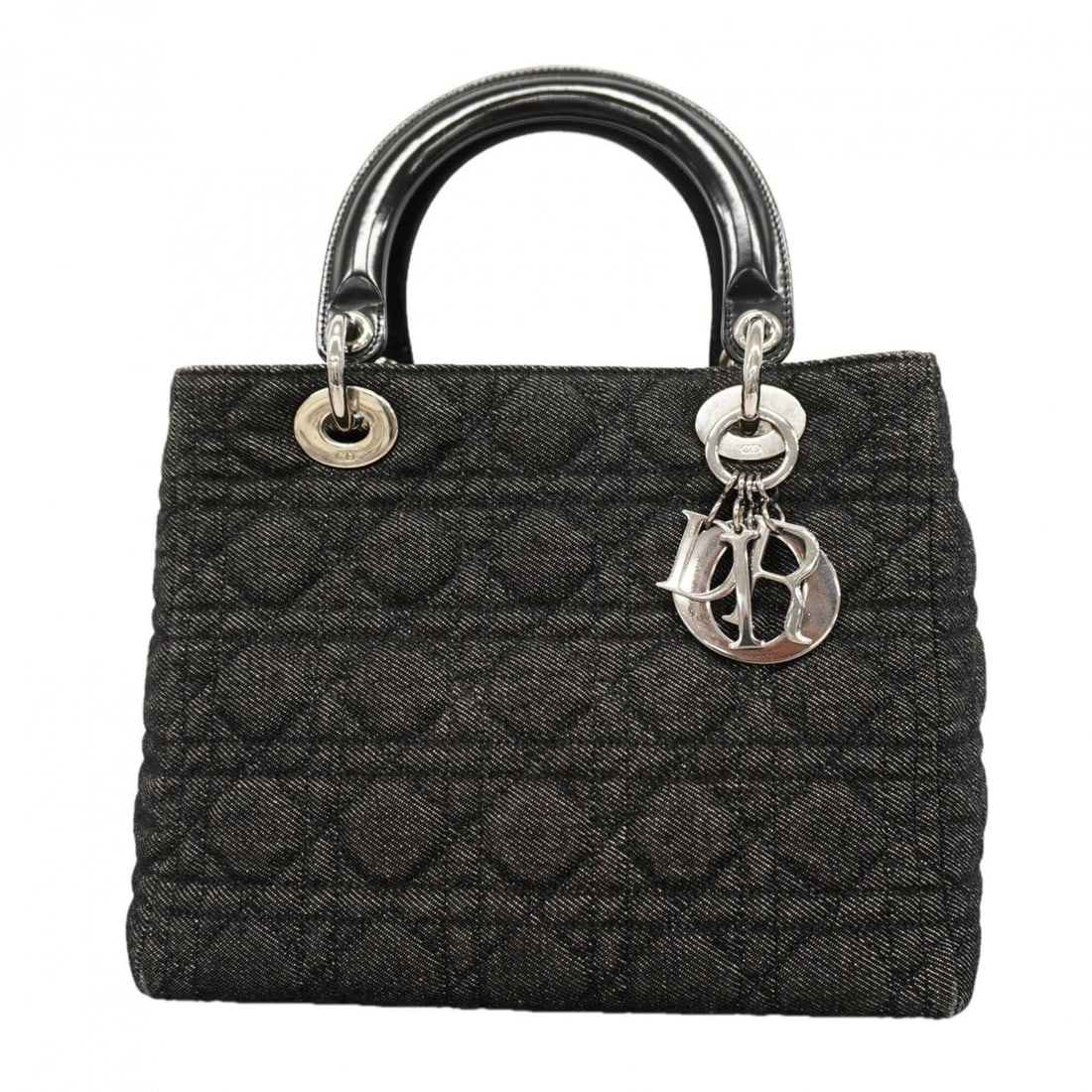 Christian Dior handbag, Cannage Lady Dior, denim black, women's.: --- Catalog ---Category: SizeSize (HxWxD): 20cm x 24.5cm x 12.5cm / 7.87'' x 9.64'' x 4.92''Category: DesignType: HandbagColor: BlackGender: WomenMaterial: Denim Hardware Color: SilverCategory: Genera