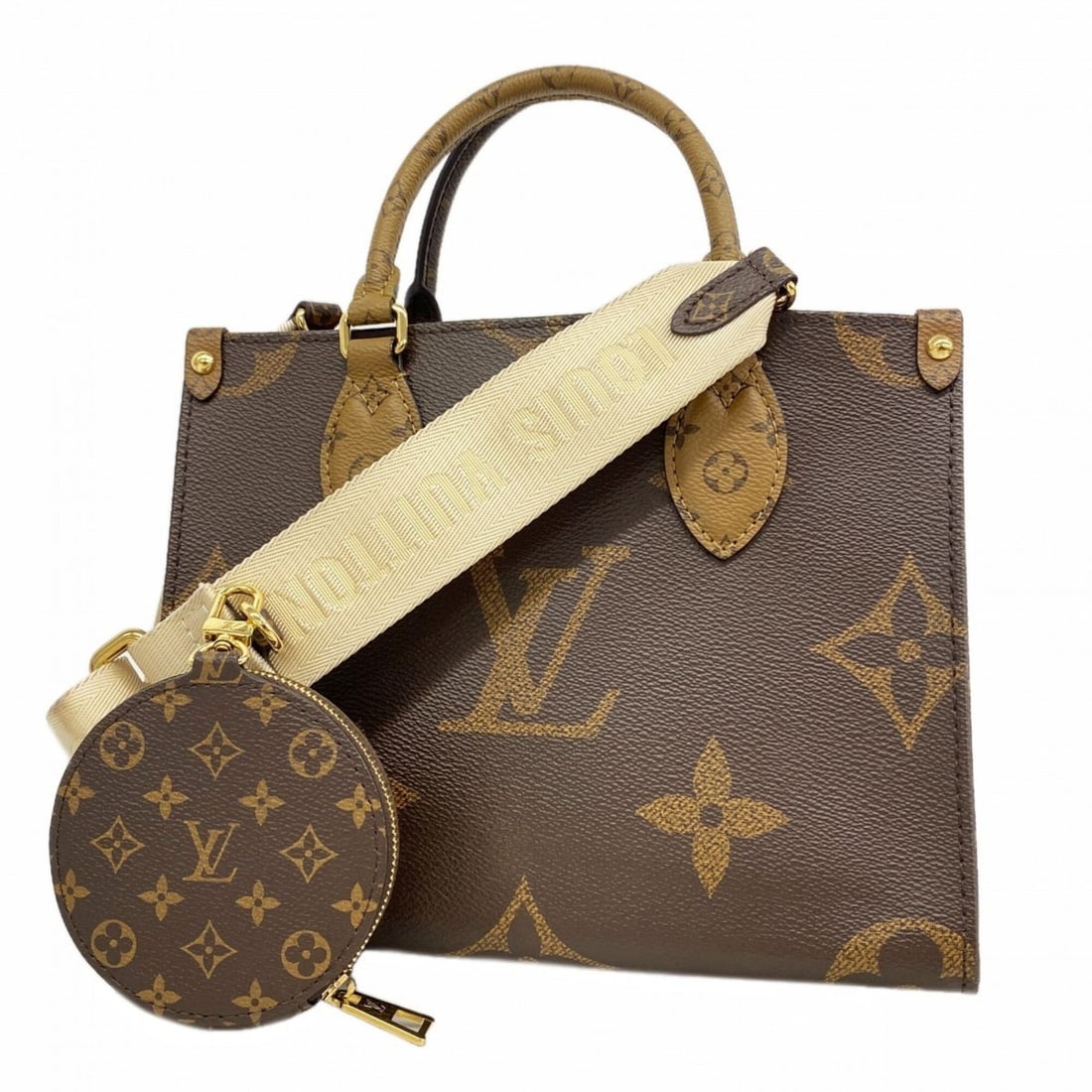 Louis Vuitton Monogram Giant Reverse OnTheGo PM Handbag M46373 Brown 2-way bag for women: --- Catalog ---Category: SizeSize (HxWxD): 19cm x 25cm x 10cm / 7.48'' x 9.84'' x 3.93''Category: DesignType: HandbagColor: BrownGender: WomenCategory: GeneralMPN: M46373Brand: Louis Vuitton--- Item L