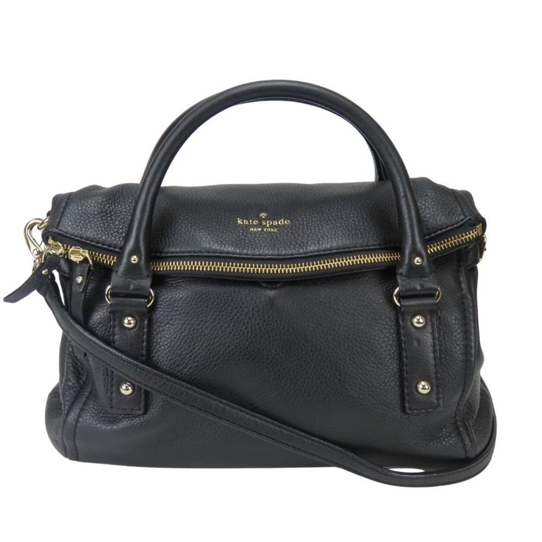 Kate Spade handbag PXRU2483, leather, black, gold hardware, with strap, for women.: --- Catalog ---Category: SizeSize (HxWxD): 22cm x 30.5cm x 9.5cm / 8.66'' x 12'' x 3.74''Category: DesignType: HandbagColor: BlackGender: WomenMaterial: Leather Category: GeneralBrand: Kate Spade--- I