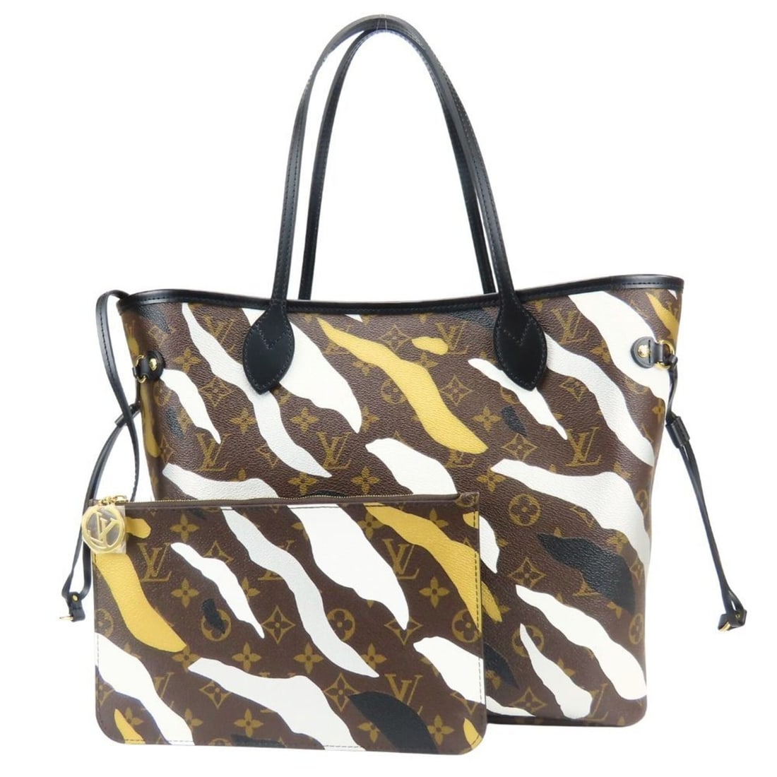 LOUIS VUITTON Neverfull MM Tote Bag M45201 LOL Monogram Brown Black Gold Silver with Pouch for Women: --- Catalog ---Category: SizeSize (HxWxD): 29cm x 44cm x 15.5cm / 11.41'' x 17.32'' x 6.1''Category: DesignType: Tote bagColor: Black, Brown, Gold, SilverGender: WomenMaterial: Monogram Category: Gene