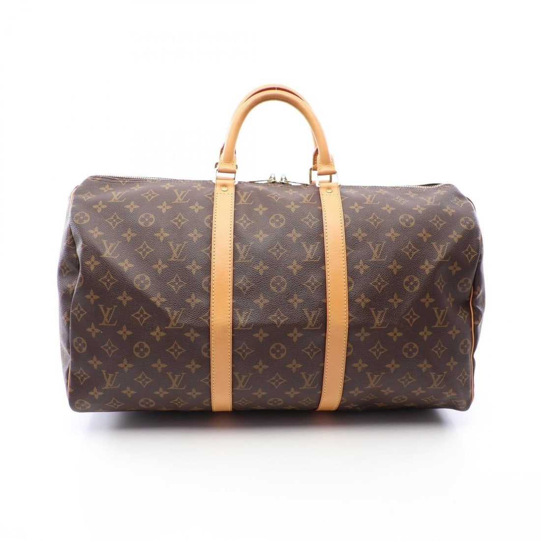 Louis Vuitton Keepall 50 Monogram Boston Bag Handbag, Coated Canvas Leather, Men's/Women's, Brown,: --- Catalog ---Category: SizeSize (HxWxD): 28cm x 51cm x 21.5cm / 11.02'' x 20.07'' x 8.46''Category: DesignType: Boston bag, HandbagColor: Brown, MonogramGender: Men,WomenMaterial: Monogram , Leather