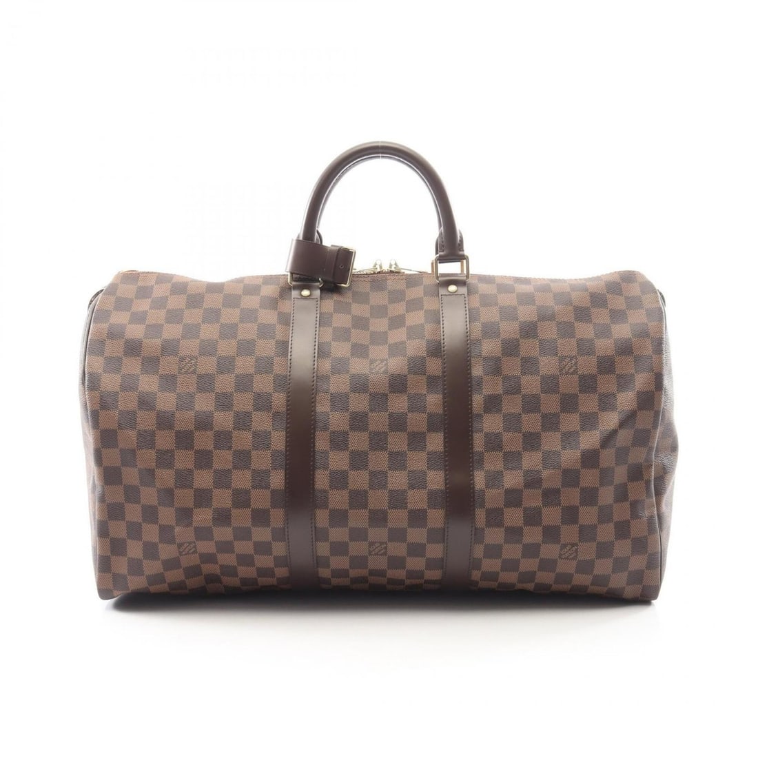 Louis Vuitton Keepall 50 Damier Ebene Boston Bag Handbag Coated Canvas Leather Men's Women's Brown: --- Catalog ---Category: SizeSize (HxWxD): 28.5cm x 50cm x 22cm / 11.22'' x 19.68'' x 8.66''Category: DesignType: Boston bag, HandbagColor: BrownGender: Men,WomenMaterial: Coated canvas , Leather Cate