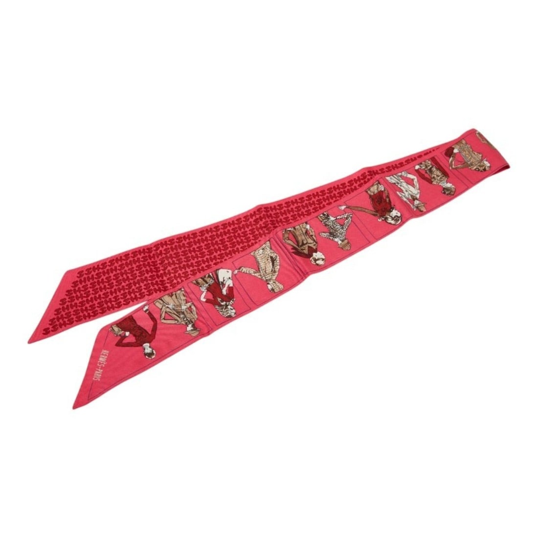 Hermes Twilly - A scarf/muffler featuring a person wearing Hermes, pink silk, for women. HERMES: --- Catalog ---Category: SizeSize (LxW): 86cm x 5cm / 33.85'' x 1.96''Category: DesignType: ScarfColor: PinkGender: WomenMaterial: Silk Category: GeneralBrand: Hermes--- Item List ---Section: Conditio
