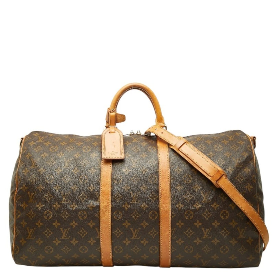 Louis Vuitton Monogram Keepall Bandoulière 55 Boston Bag 2-Way Shoulder M41414 Brown Leather (1 of 10)