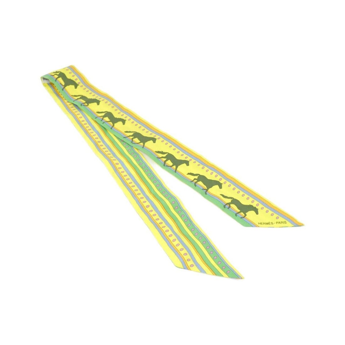 Hermes SEQUENCES Twilly 061708S Scarf/Muffler: --- Catalog ---Category: SizeSize (LxW): 5cm x 86cm / 1.96'' x 33.85''Category: DesignType: ScarfColor: YellowGender: Men,WomenMaterial: Silk Category: GeneralMPN: 061708SBrand: Hermes--- Item List --