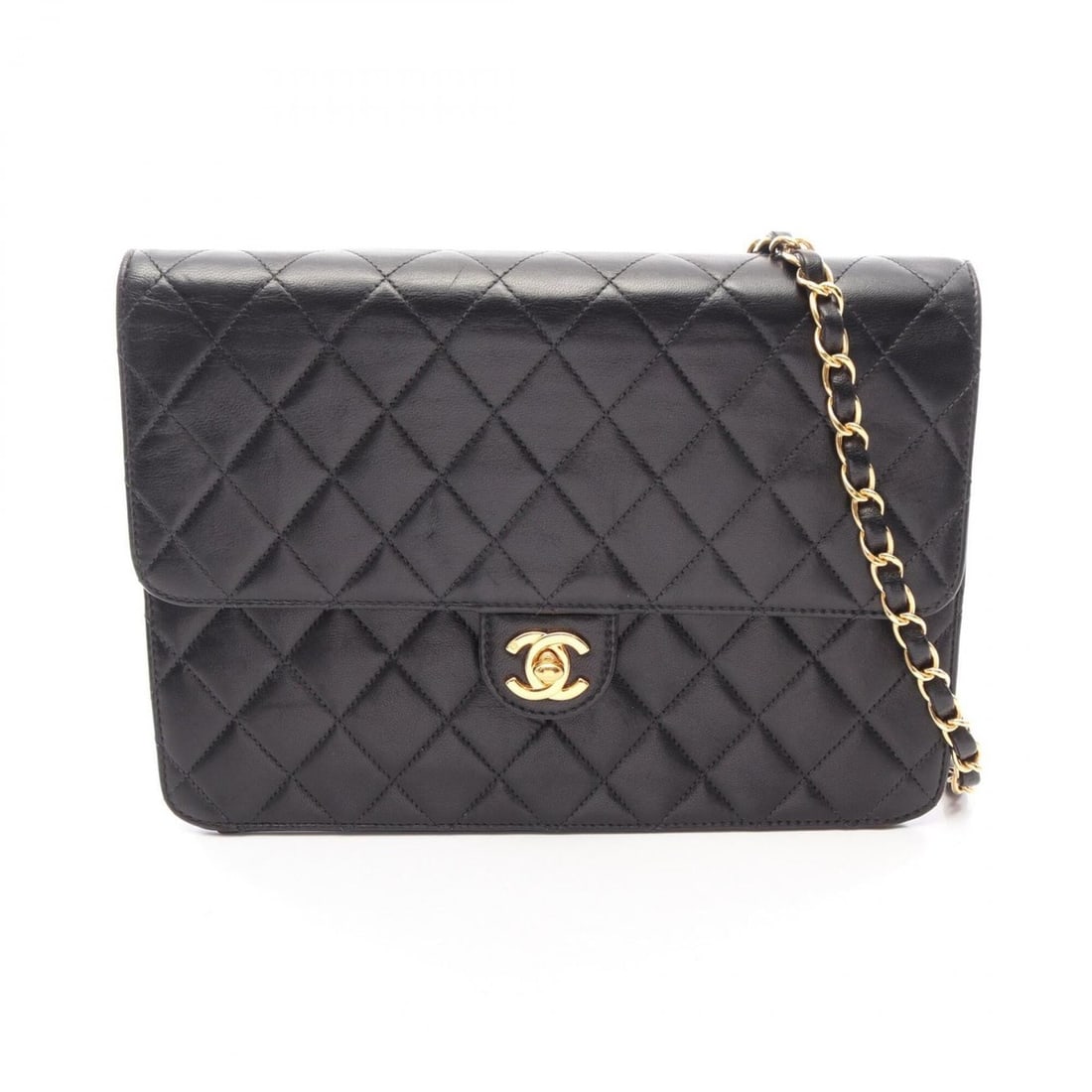 Chanel Matelassé Single Flap Shoulder Bag/Handbag, Lambskin Leather, Women's, Black: --- Catalog ---Category: SizeSize (HxWxD): 17.5cm x 25cm x 6.5cm / 6.88'' x 9.84'' x 2.55''Category: DesignType: Handbag, Shoulder bagColor: BlackGender: WomenMaterial: Leather Leather/Fur Type: Lambs