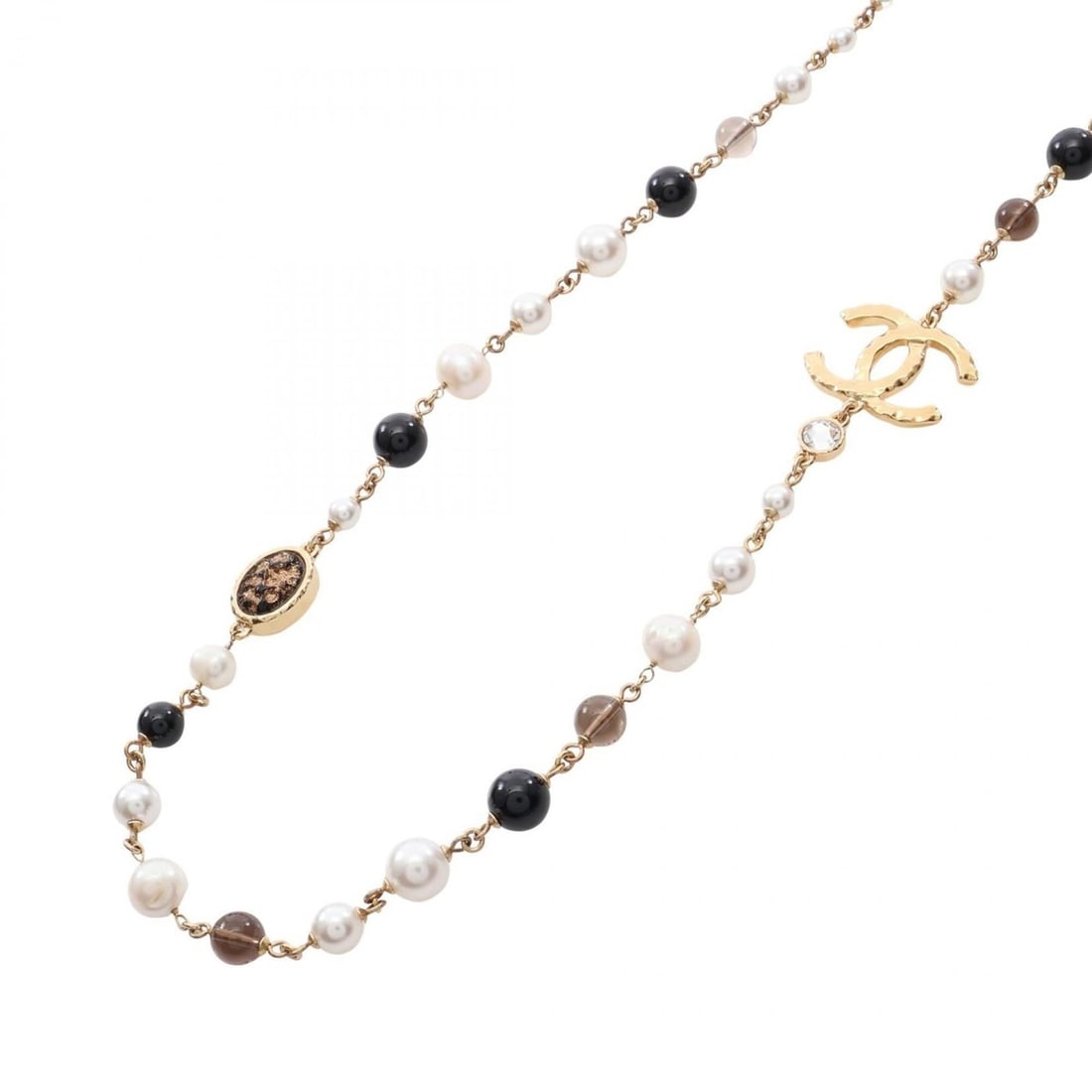 Chanel Coco Mark Necklace, Gold Plated (GP), Faux Pearl, Rhinestone, Women's, Gold, White, Clear,: --- Catalog ---Category: SizePendant Size: 20mm x 30mm / 0.78'' x 1.18''Neck Circumference: 109 cm - 114 cm / 42.91'' - 44.88''Category: DesignColor: Clear, Gold, WhiteGender: WomenMaterial: Artificia