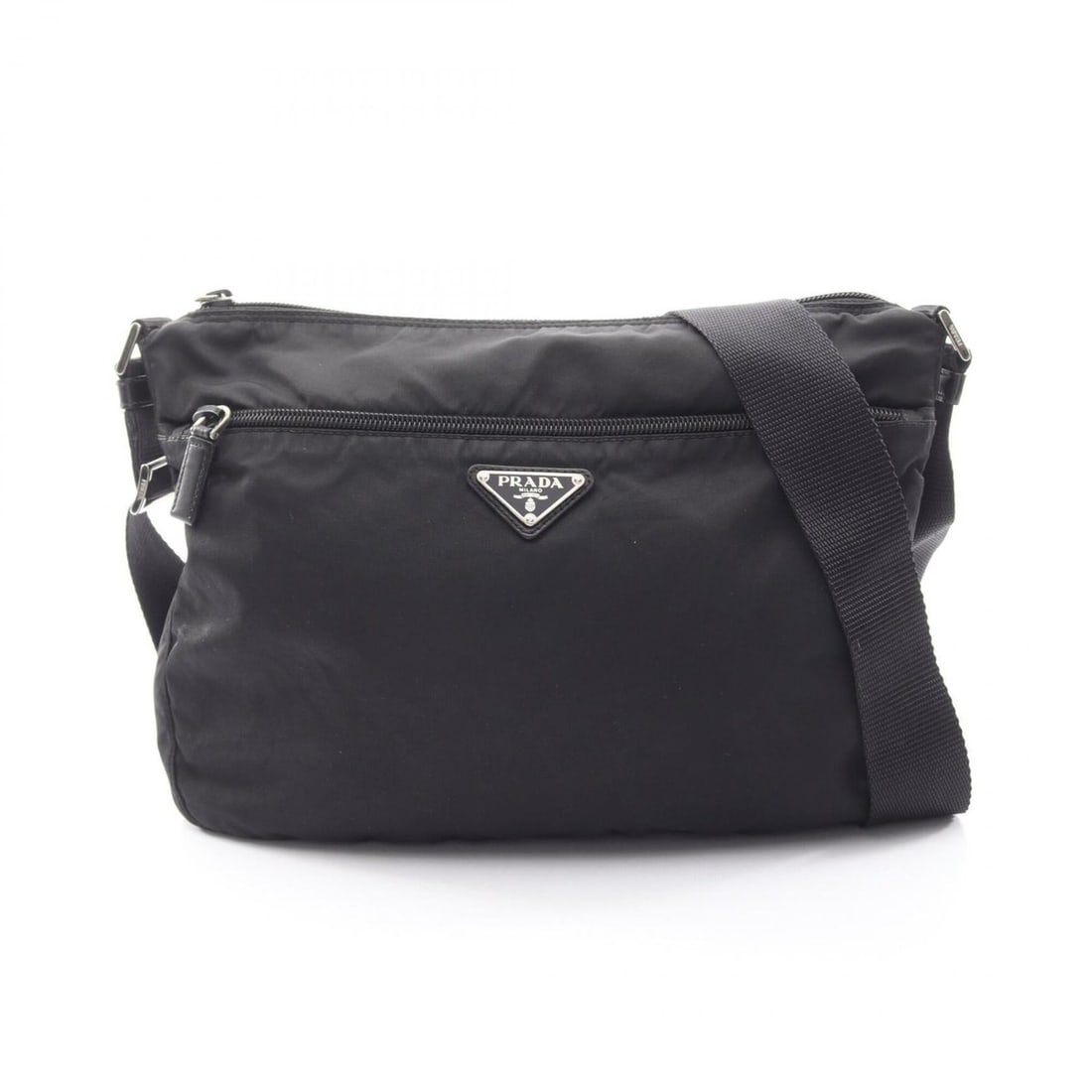 Prada Triangle Logo Shoulder Bag/Handbag, Nylon and Leather, Women's, Black: --- Catalog ---Category: SizeSize (HxWxD): 24cm x 29cm x 6.5cm / 9.44'' x 11.41'' x 2.55''Category: DesignType: Handbag, Shoulder bagColor: BlackGender: WomenMaterial: Nylon , Leather Category: Genera
