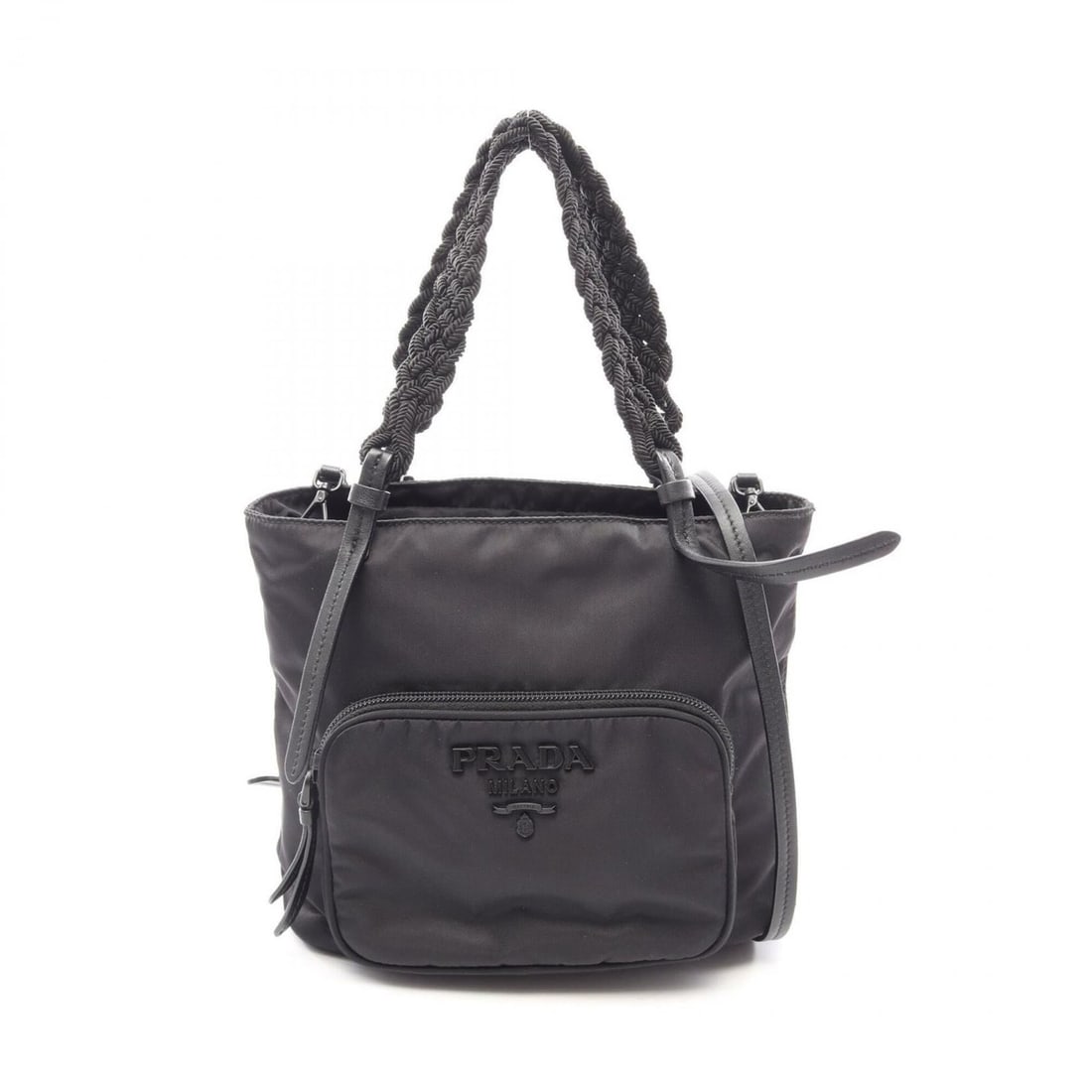 Prada TESSUTO+PASSAMA 2-Way Handbag, Nylon, Women's, Black, 1BA207: --- Catalog ---Category: SizeSize (HxWxD): 19cm x 22cm x 11cm / 7.48'' x 8.66'' x 4.33''Category: DesignType: HandbagColor: BlackGender: WomenMaterial: Nylon Category: GeneralMPN: 1BA207Brand: Prada--