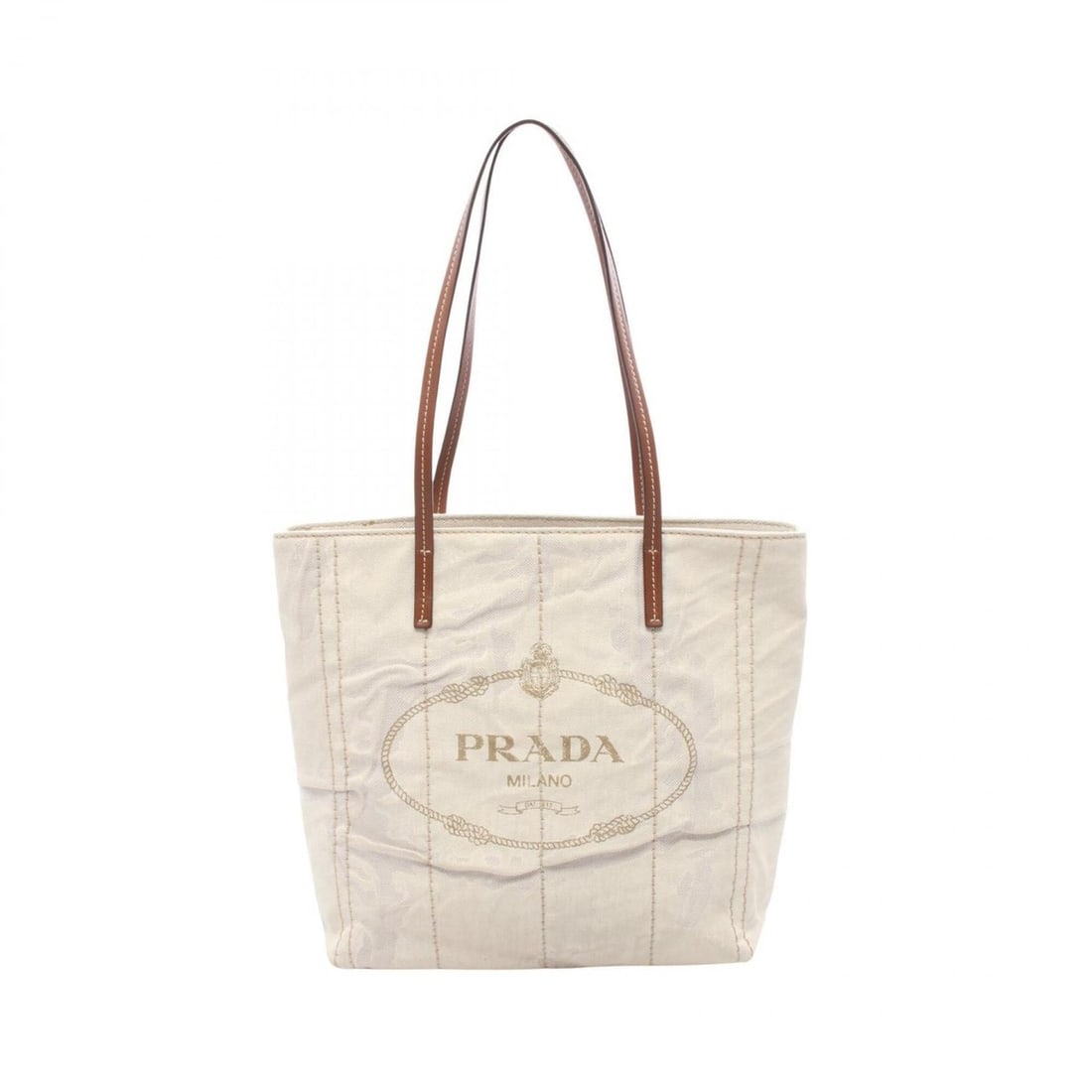 Prada MISTOLINO+VITEL Tote Bag/Handbag, Canvas and Leather, Women's, Ivory/Brown, 1BG347: --- Catalog ---Category: SizeSize (HxWxD): 29cm x 30cm x 13cm / 11.41'' x 11.81'' x 5.11''Category: DesignType: Handbag, Tote bagColor: Brown, IvoryGender: WomenMaterial: Canvas , Leather Category: Ge