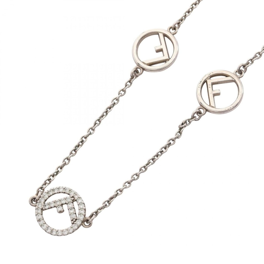Fendi F is necklace, stainless steel, rhinestone, women's, silver tone.: --- Catalog ---Category: SizeNeck Circumference: 38 cm - 40.5 cm / 14.96'' - 15.94''Category: DesignColor: SilverStone: RhinestoneGender: WomenMaterial: Stainless steelNecklace Type: NecklaceCategory: