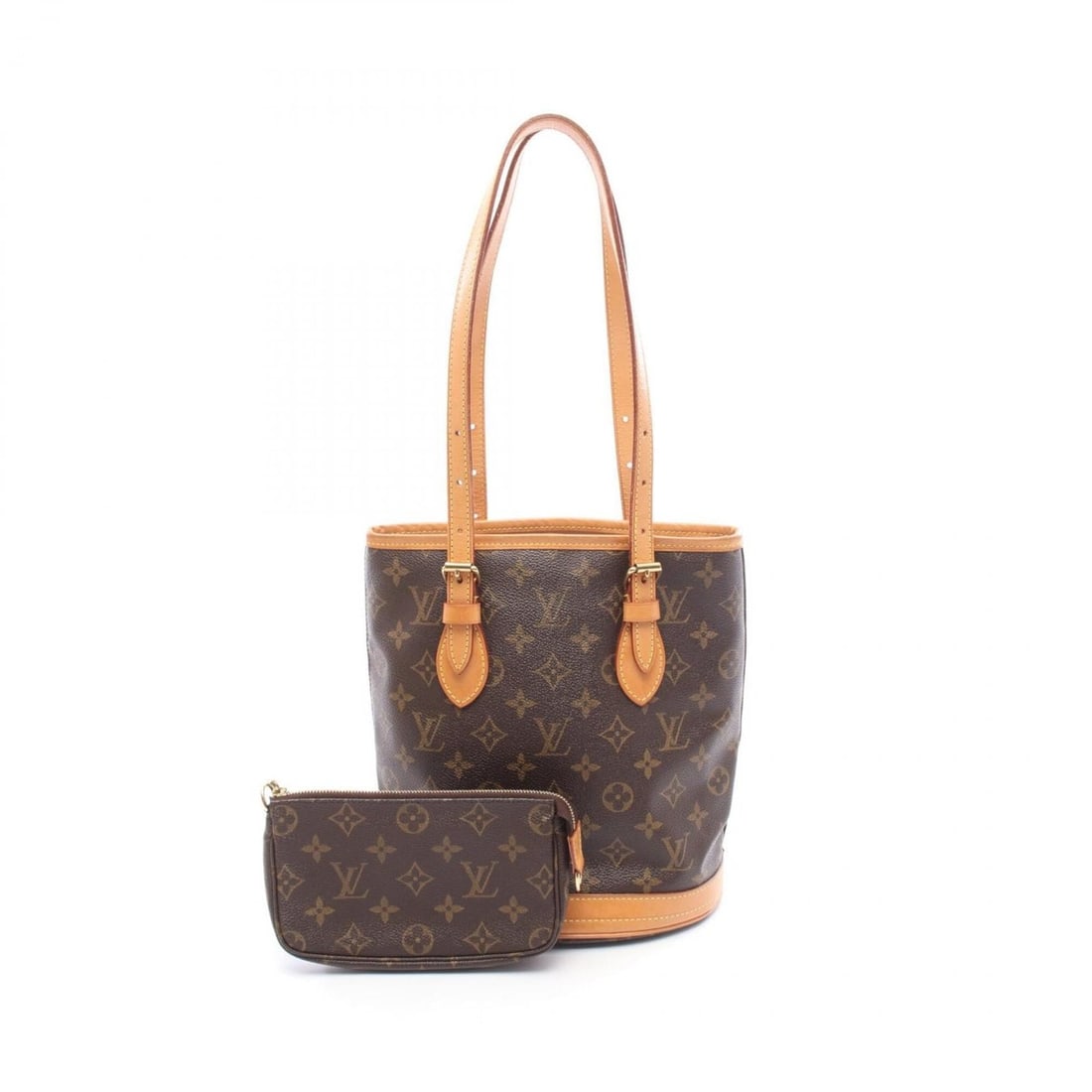 Louis Vuitton Bucket PM Monogram Handbag, Coated Canvas Leather, Women's, Brown, M42238: --- Catalog ---Category: SizeSize (HxWxD): 26cm x 22.5cm x 16cm / 10.23'' x 8.85'' x 6.29''Category: DesignType: Handbag, PouchColor: BrownGender: WomenMaterial: PVC , Leather Category: GeneralMPN: M4