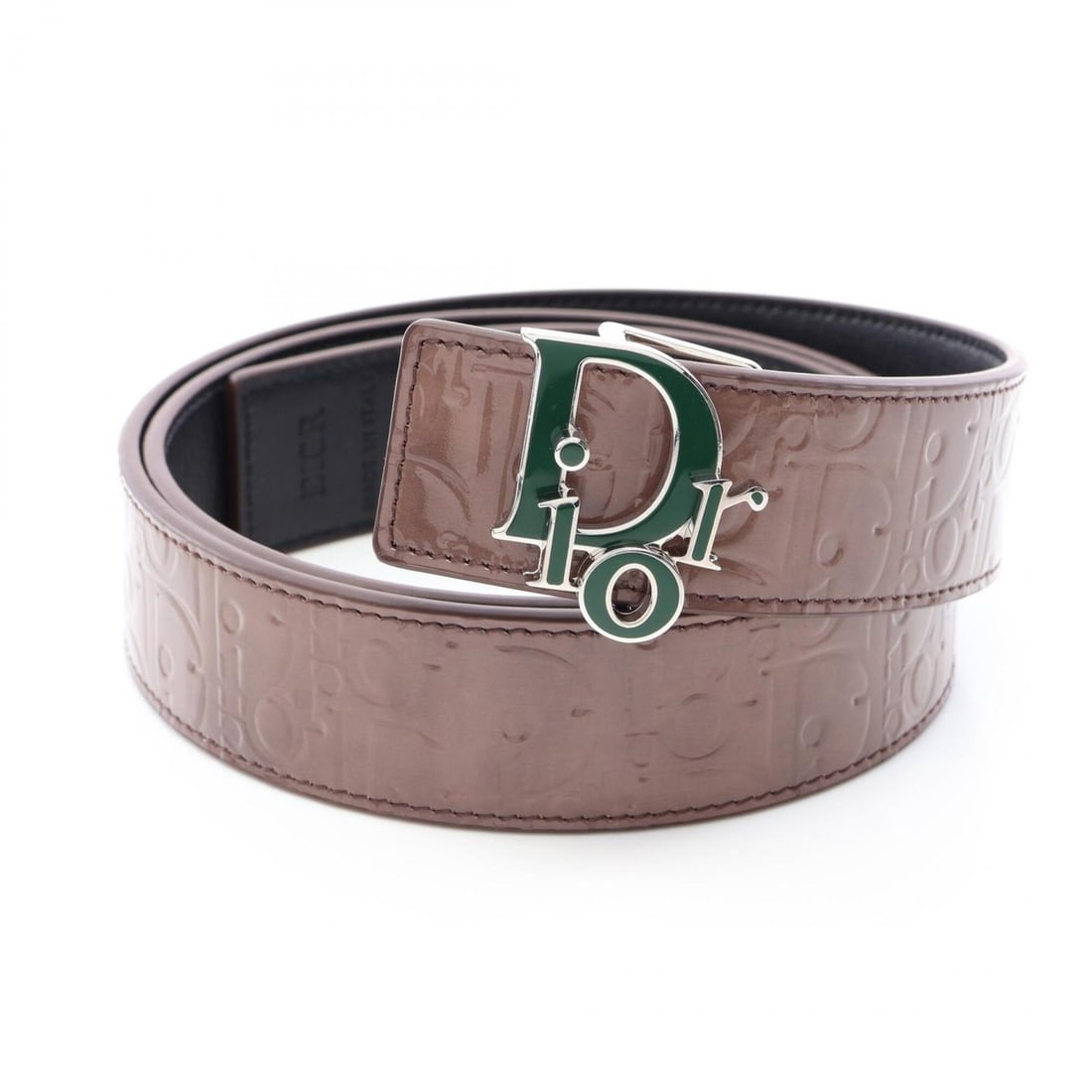 Christian Dior Dior Oblique Embossed Reversible Belt, Patent Leather, Women's, Gray/Black: --- Catalog ---Category: SizeLength: 89cm - 99cm / 35.03'' - 38.97''Category: DesignType: Standard beltColor: Black, GrayGender: WomenLeather/Fur Type: Patent leatherMaterial (Strap): Leather Category