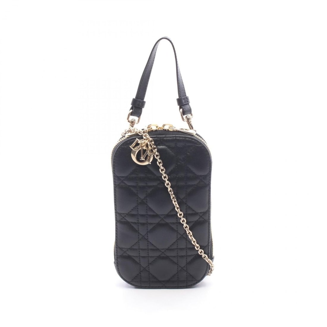 Christian Dior Dior LADY DIOR Cannage Phone Holder Handbag, Leather, Women's, Black (S0872ONMJ_M900): --- Catalog ---Category: SizeSize (HxWxD): 18cm x 10cm x 2cm / 7.08'' x 3.93'' x 0.78''Category: DesignType: HandbagColor: BlackGender: WomenMaterial: Leather Category: GeneralMPN: S0872ONMJ_M900Brand