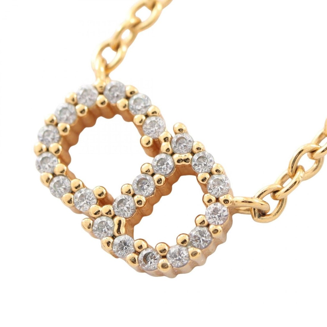 Christian Dior Dior CD Logo Necklace, Gold Plated (GP) Rhinestone Women's, Tone, Clear Tone: --- Catalog ---Category: SizePendant Size: 7mm x 11mm / 0.27'' x 0.43''Neck Circumference: 43.5 cm - 47 cm / 17.12'' - 18.5''Category: DesignColor: Clear, GoldGender: WomenMaterial: Gold plating, Rhin