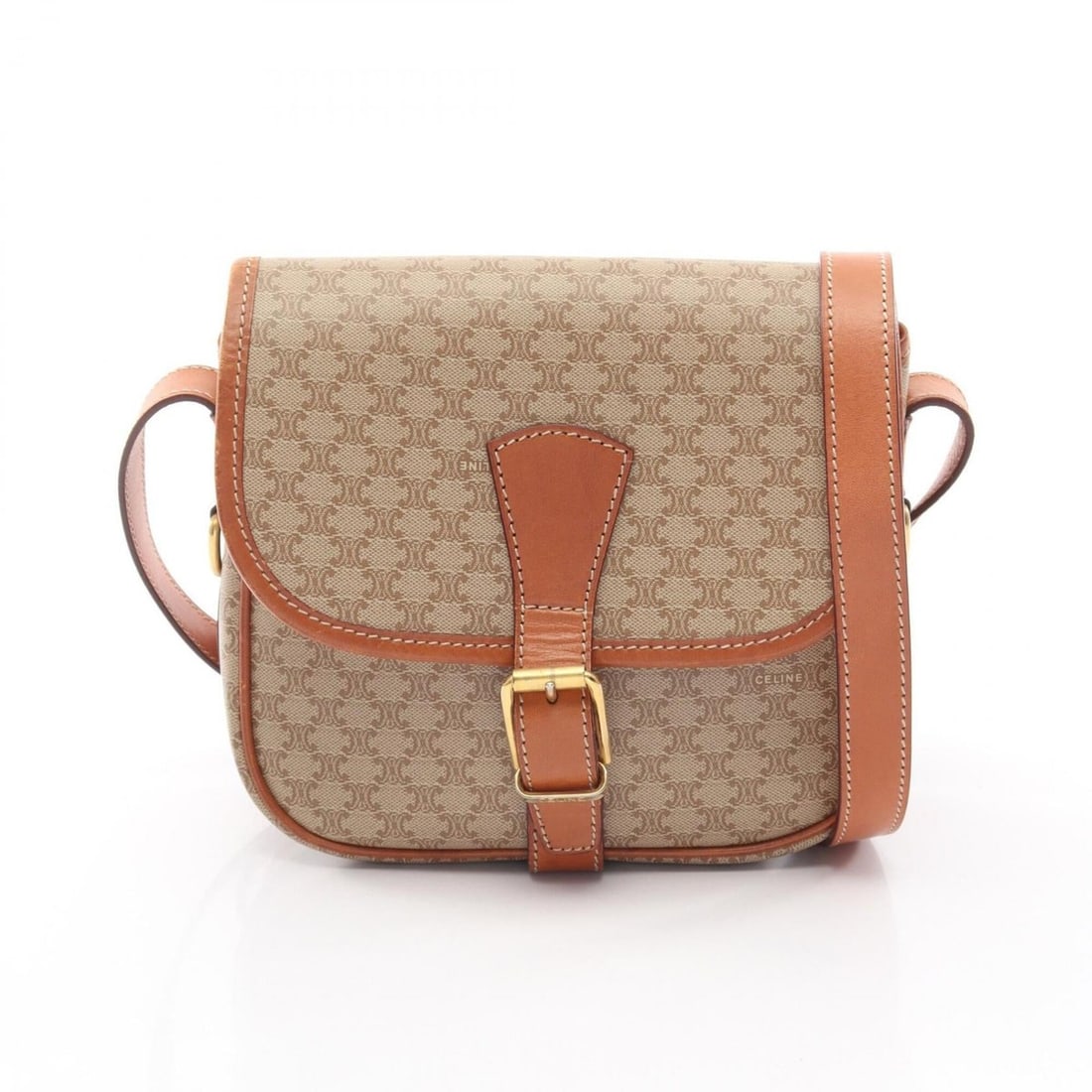 Celine Macadam Shoulder Bag/Handbag, Coated Canvas and Leather, Women's, Beige/Brown: --- Catalog ---Category: SizeSize (HxWxD): 19cm x 20cm x 7cm / 7.48'' x 7.87'' x 2.75''Category: DesignType: Handbag, Shoulder bagColor: Beige, BrownGender: WomenMaterial: Coated canvas , Leather Cate