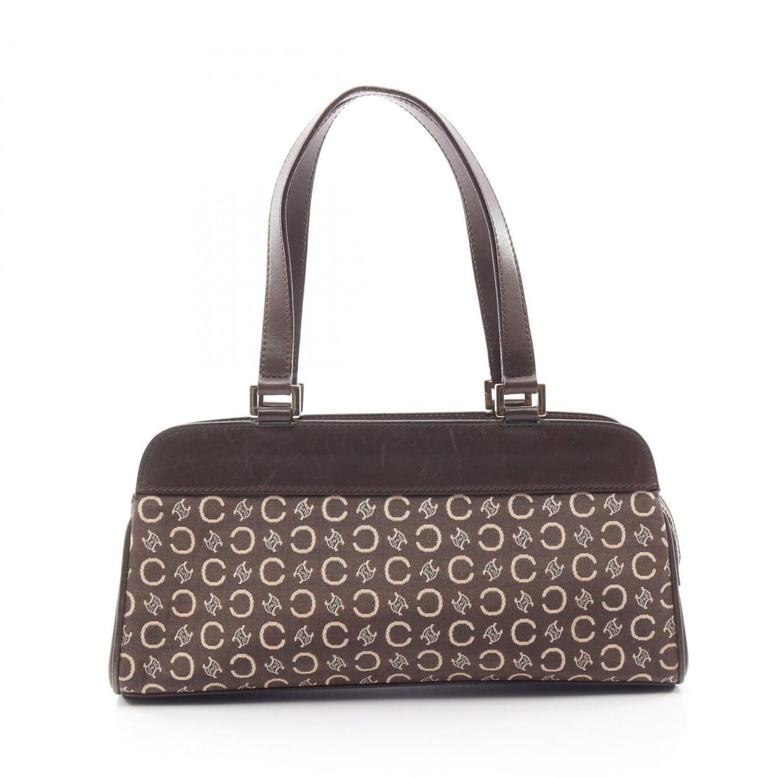 Celine C Macadam handbag, canvas and leather, women's, brown/ivory.: --- Catalog ---Category: SizeSize (HxWxD): 13.5cm x 28cm x 5cm / 5.31'' x 11.02'' x 1.96''Category: DesignType: HandbagColor: Brown, IvoryGender: WomenMaterial: Canvas , Leather Category: GeneralBrand