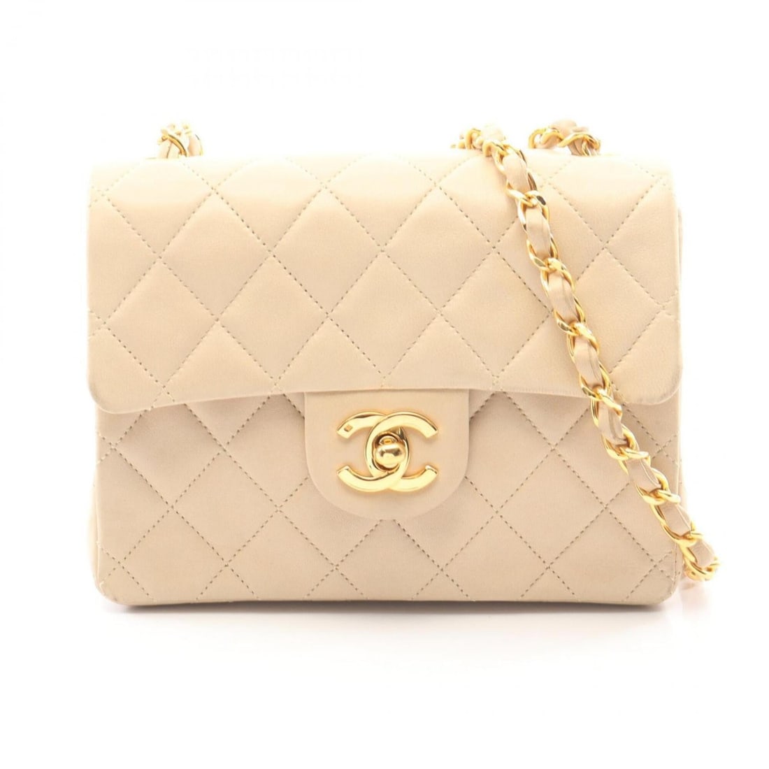 Chanel Mini Matelassé Shoulder Bag/Handbag, Lambskin Leather, Women's, Beige (1 of 14)