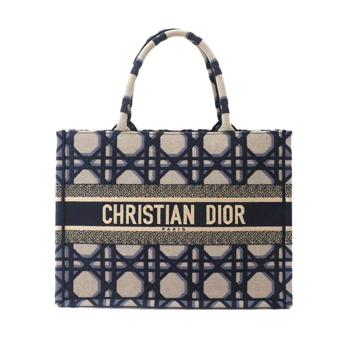 Christian Dior Book Tote Medium Handbag, Macro Cannage Canvas, Navy, M1296ZZAU: --- Catalog ---Category: SizeWeight: 620g / 1.36lb.Size (HxWxD): 27.5cm x 36cm x 16cm / 10.82'' x 14.17'' x 6.29''Handle Length: 41cm / 16.14''Category: DesignType: Handbag, Tote bagColor: Beige, Navy