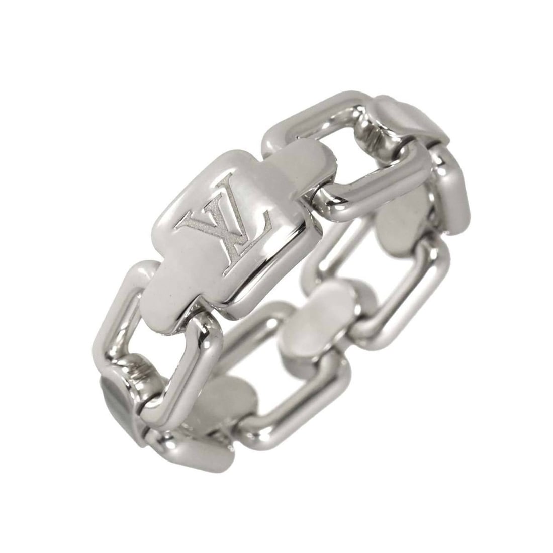 Louis Vuitton Berg Chain Attraction #48 Ring, 18K WG White Gold 750.: --- Catalog ---Category: SizeWidth: 7mm / 0.28''Weight: 8.7g / 0.3oz.JP Size: 9US Size: 5Brand Size: 48Category: DesignType: Band ringMetal: White GoldGender: WomenMetal Purity: 18KCategory: GeneralBr