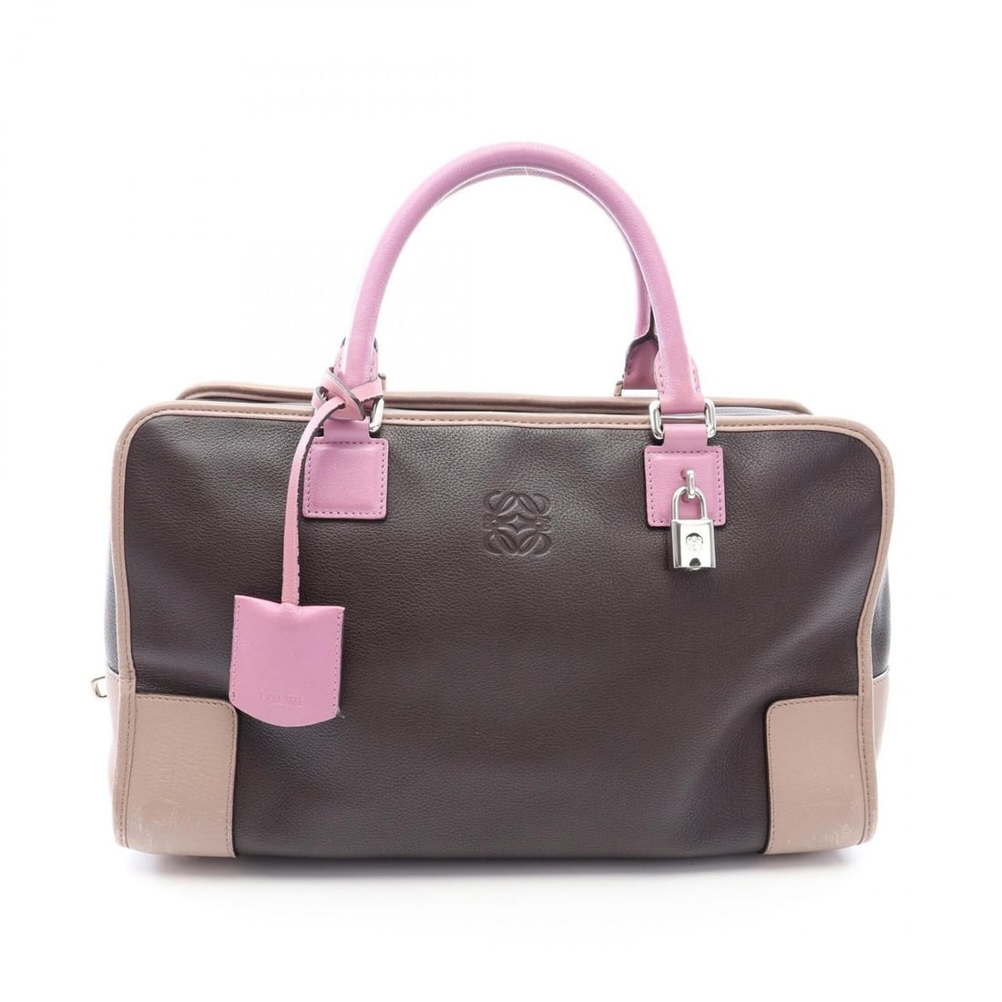Loewe Amazona 36 Handbag, Leather, Women's, Brown, Beige, Purple: --- Catalog ---Category: SizeSize (HxWxD): 20cm x 35cm x 14cm / 7.87'' x 13.77'' x 5.51''Category: DesignType: HandbagColor: Beige, Brown, PurpleGender: WomenMaterial: Leather Category: GeneralBrand: 