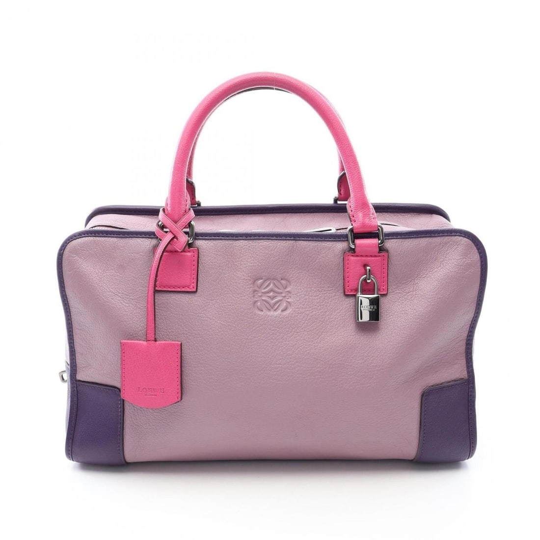 Loewe Amazona 36 Handbag, Leather, Women's, Purple/Pink: --- Catalog ---Category: SizeSize (HxWxD): 20cm x 35cm x 14cm / 7.87'' x 13.77'' x 5.51''Category: DesignType: HandbagColor: Pink, PurpleGender: WomenMaterial: Leather Category: GeneralBrand: Loewe---