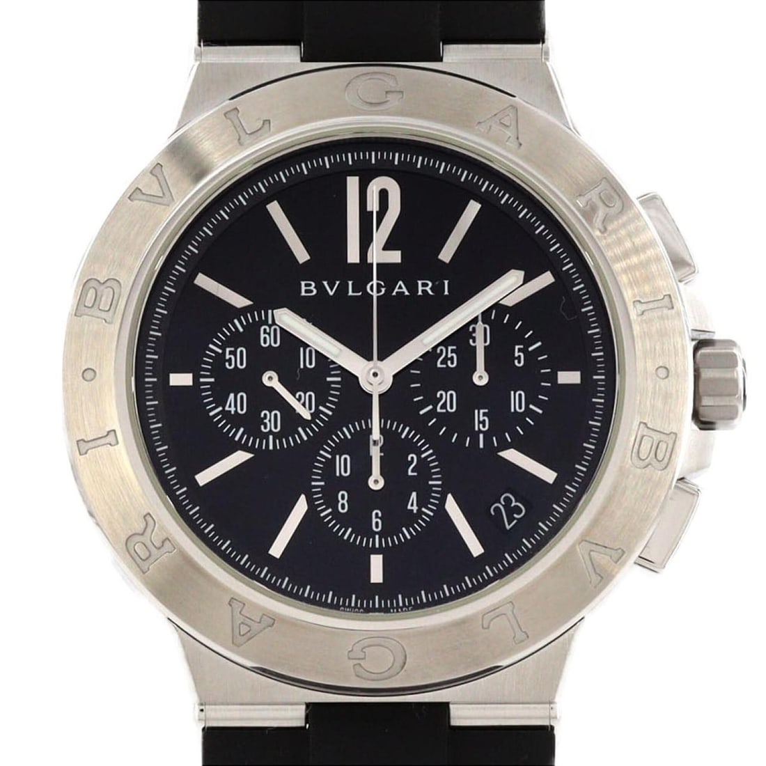 Bulgari Diagono Velocissimo DG41SCH Stainless Steel Automatic Watch: --- Catalog ---Category: SizeCase Diameter: 41mm / 1.61''Category: DesignType: WristwatchGender: MenColor (Dial): BlackMaterial (Band): RubberMaterial (Case): Stainless steelCategory: GeneralMPN: DG41