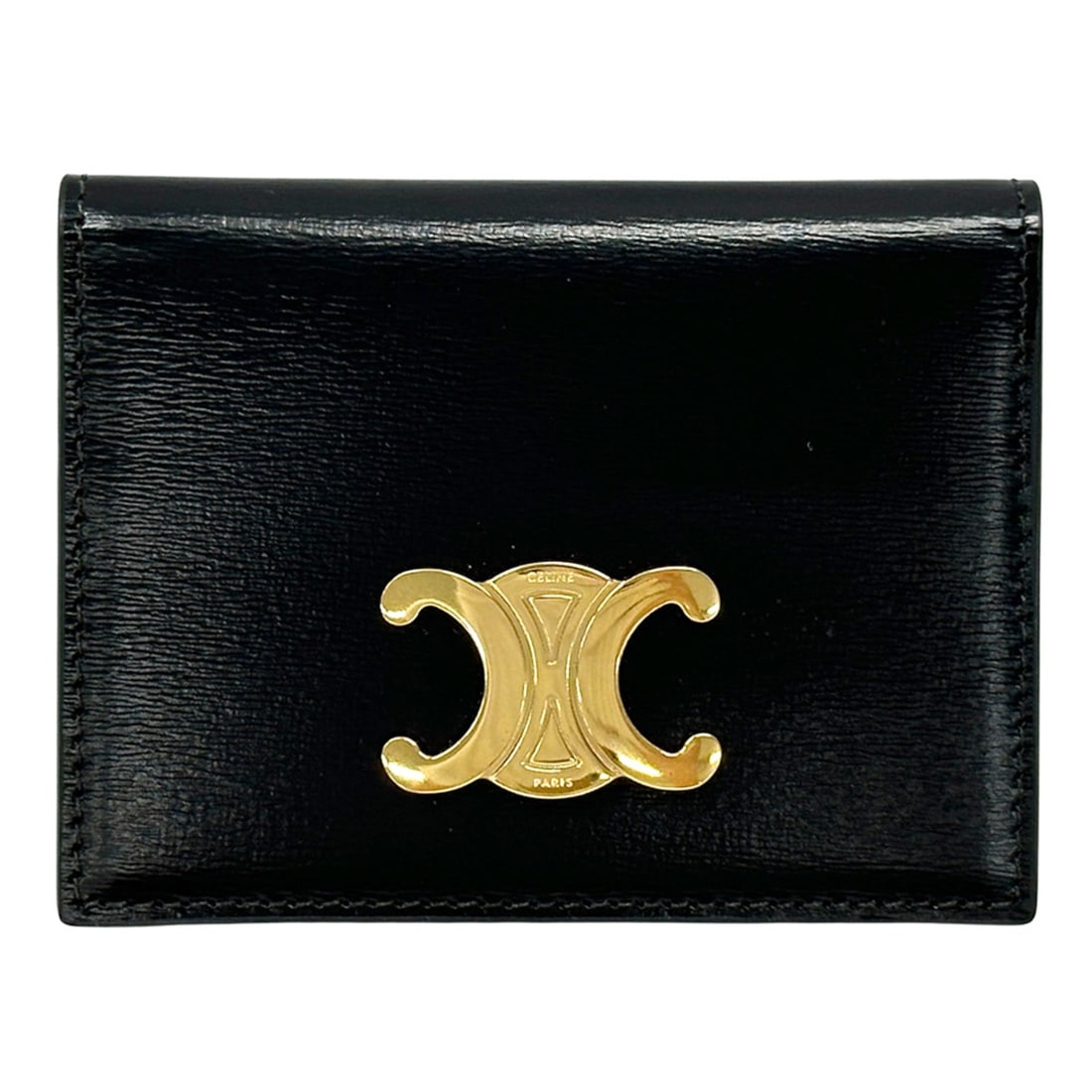 Celine CELINE Business Card Holder/Card Case for Women, Brand: Shiny Calfskin, Bifold Triomphe: --- Catalog ---Category: DesignType: Business card caseColor: BlackGender: WomenCategory: GeneralMPN: 10P353DPV.38NOBrand: CelineCountry of Origin: ItalyCategory: Physical PropertiesSize (HxWxD): 7.5c