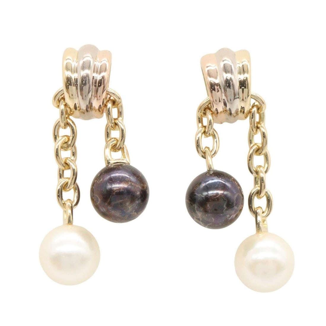 Cartier Trinity Pearl Earrings - 18K Yellow Gold, White Pink Gold for Women Tones, Silver Tones: --- Catalog ---Category: SizeSize (HxWxD): 28.00mm x 8.00mm / 1.10'' x 0.31''Category: DesignType: Stud earringsColor: Gold, SilverGender: WomenMaterial: Pink gold (18K), White gold (18K), Yellow gold
