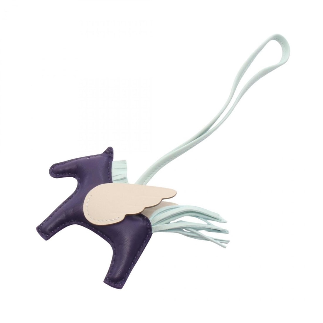 Hermes Rodeo Pegasus PM Purple Craie Vert Peppermint Charm Accessory Agneau Milo Veau Swift Leather: --- Catalog ---Category: DesignType: Handbag charmColor: Blue, Ivory, PurpleGender: WomenMaterial: Agneau Milo, Swift leatherCategory: GeneralBrand: Hermes--- Item List ---Section: ConditionRanking: R