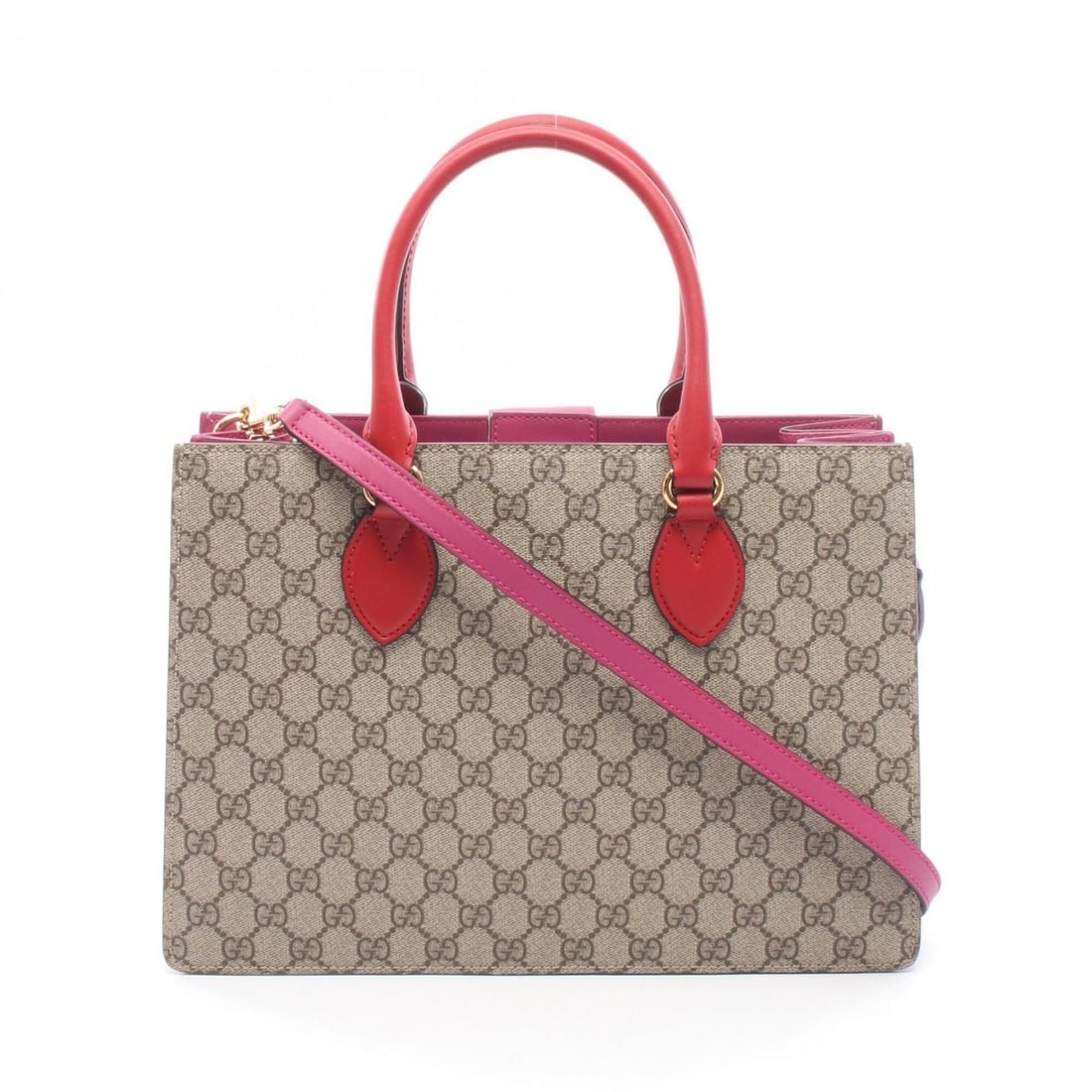 Gucci GG Supreme 2-Way Handbag, Coated Canvas and Leather, Women's, Beige, Brown, Multicolor, 409531: --- Catalog ---Category: SizeSize (HxWxD): 23cm x 33cm / 9.05'' x 12.99''Category: DesignType: HandbagColor: Beige, Brown, Multi-colorGender: WomenMaterial: GG Supreme , Leather Category: GeneralMPN: 