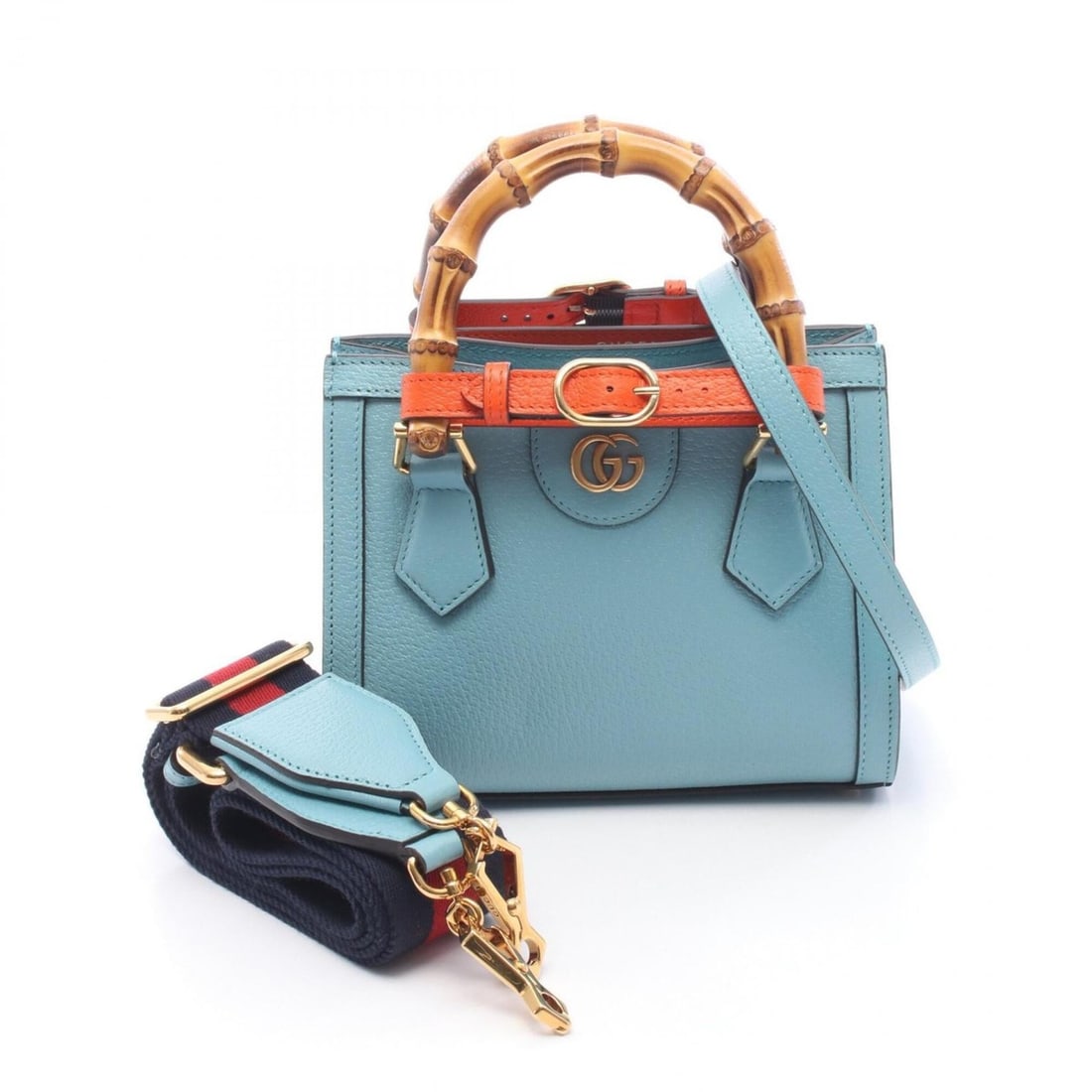Gucci Diana Mini Bamboo 2-Way Tote Bag/Handbag, Leather, Women's, Blue, 702732: --- Catalog ---Category: SizeSize (HxWxD): 16cm x 20cm x 9cm / 6.29'' x 7.87'' x 3.54''Category: DesignType: Handbag, Tote bagColor: BlueGender: WomenMaterial: Leather Category: GeneralMPN: 702721Bran