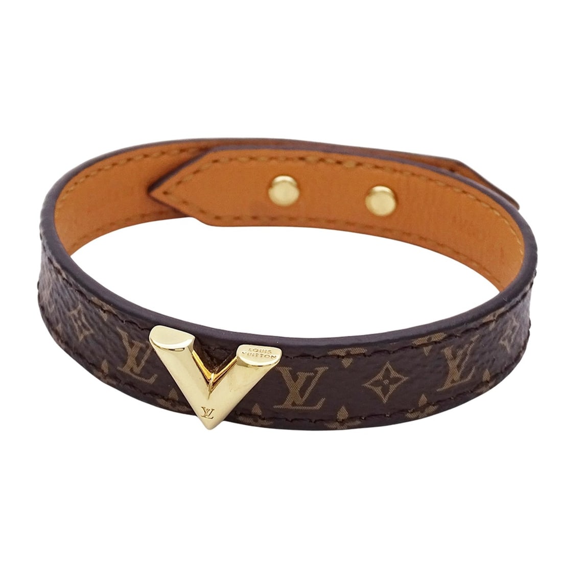 Louis Vuitton LOUIS VUITTON Monogram Bracelet for Women, Essential V M6042E 19 Brown: --- Catalog ---Category: SizeLength: 19cm / 7.48''Category: DesignType: Charm braceletColor: Brown, MonogramGender: WomenMaterial: Canvas, MonogramCategory: GeneralMPN: M6042EBrand: Louis VuittonCount